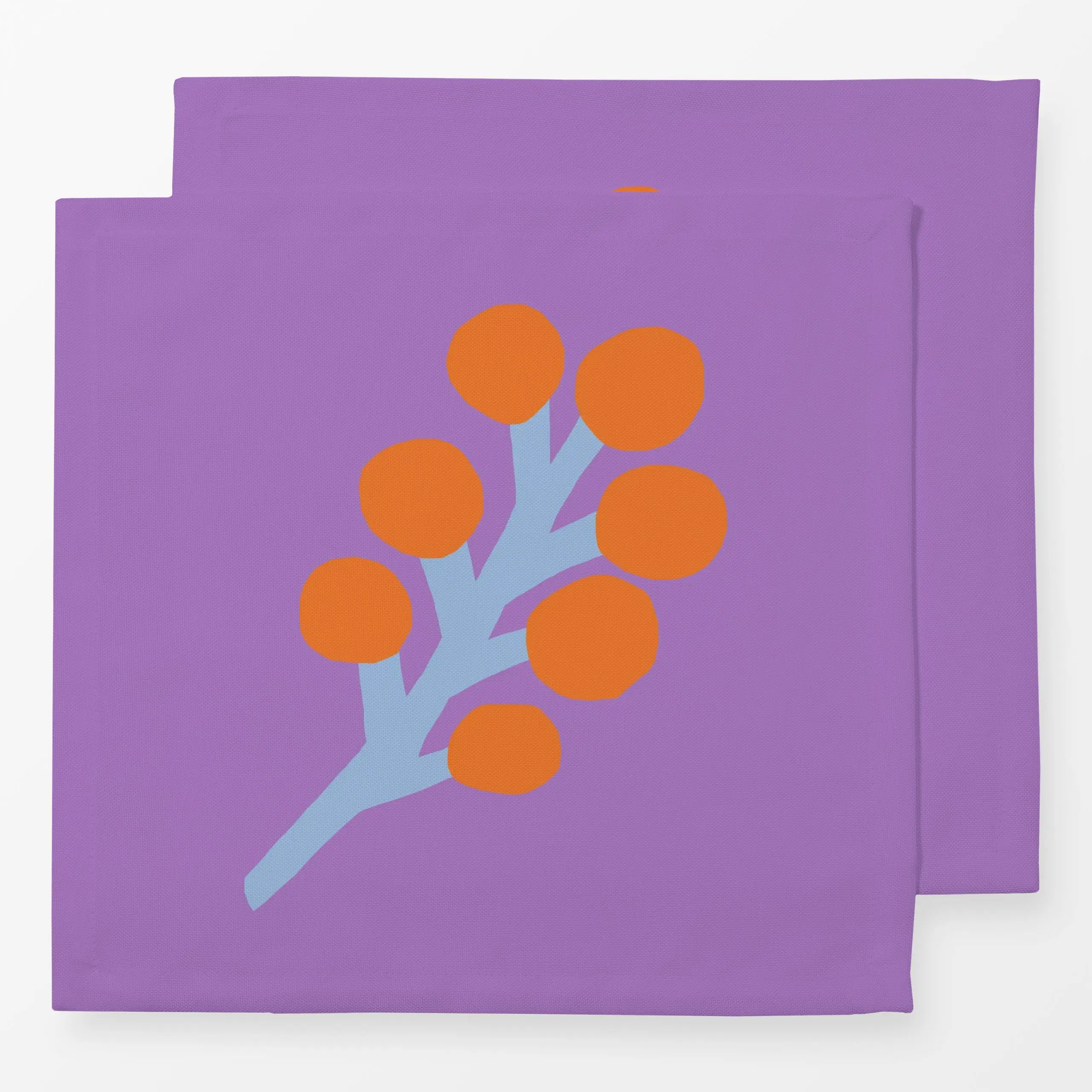 Servietten Frühling Zweig lila orange - Blumen & Florales, Frühling, Pflanzen & Botanik - von „Iris Knabenschuh Textildesign...