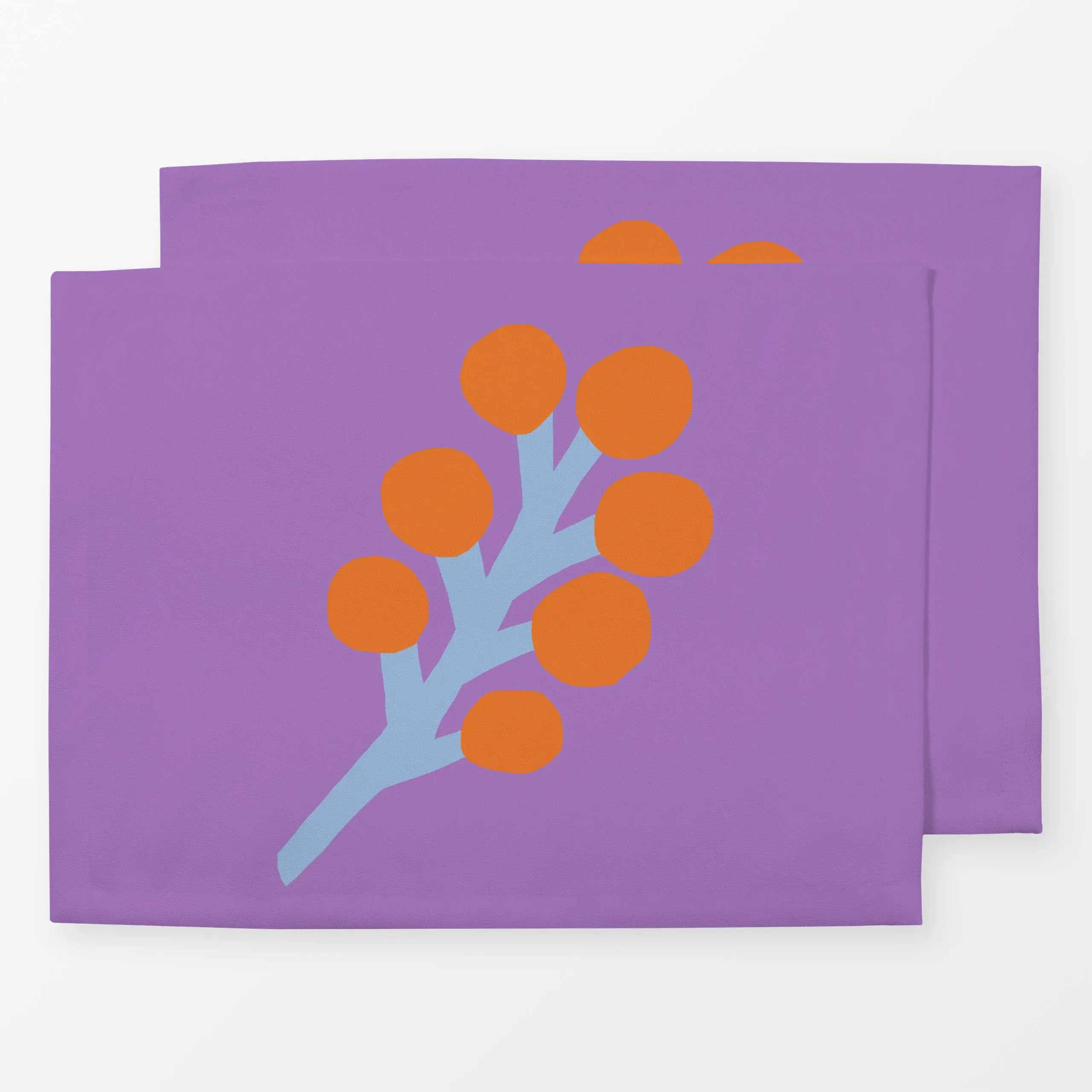 Tischset Frühling Zweig lila orange, Blumen, Ostern, von Iris Knabenschuh Textildesign