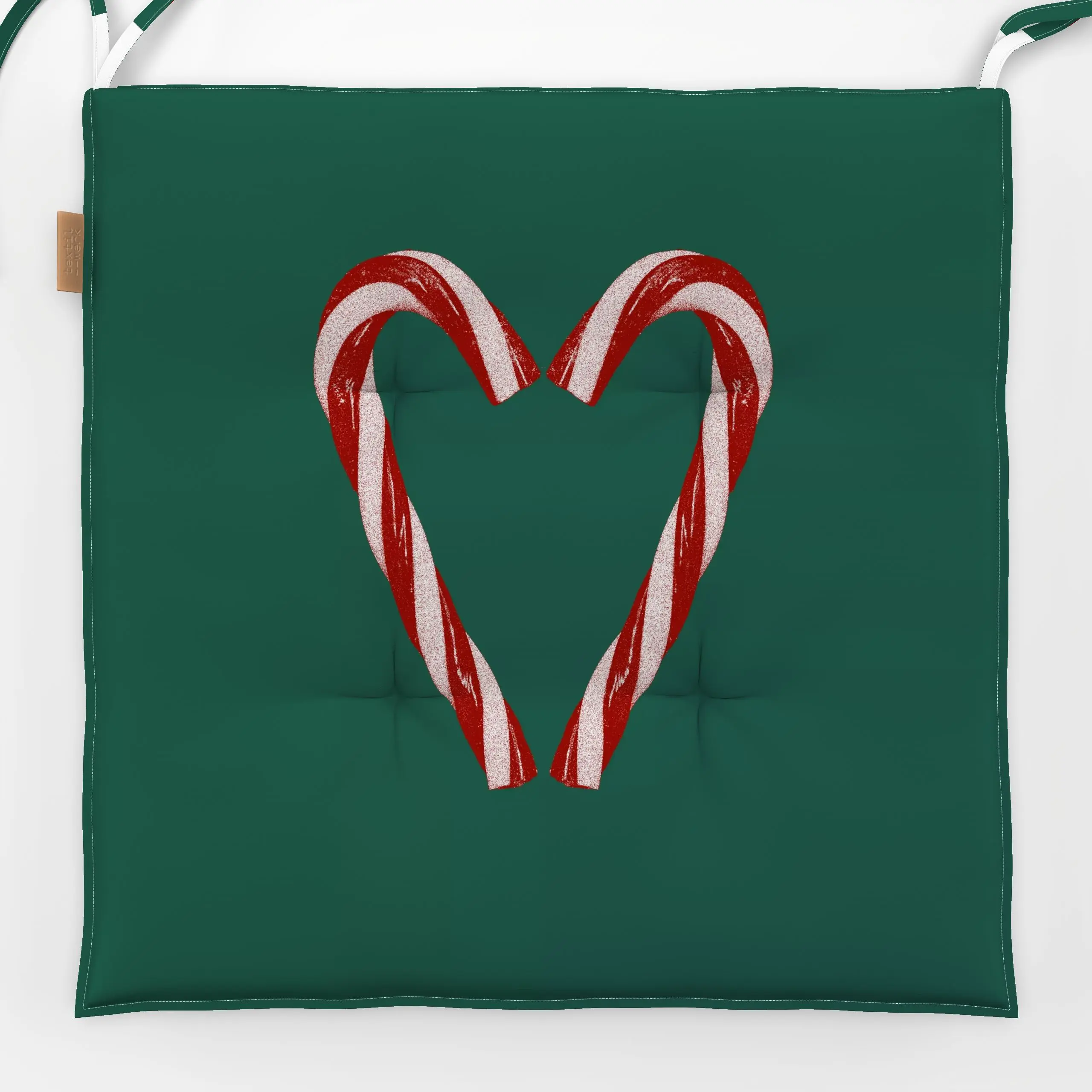 Sitzkissen Candy Cane Heart - Liebe, Romantik & Pride, Weihnachten - von „textilwerk"; Retro, Merry Christmas, Weihnachten, ...