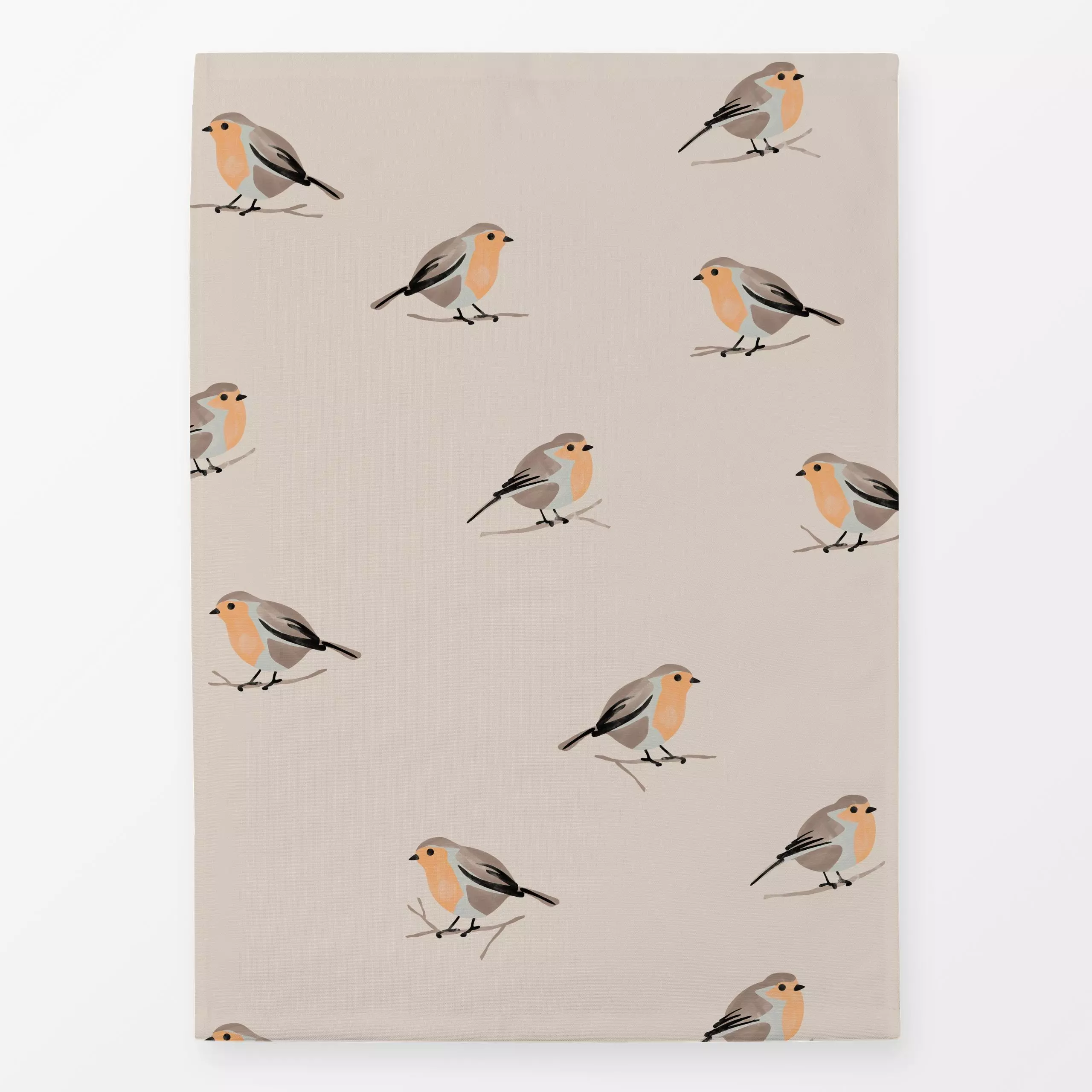 Geschirrtücher Vögelchen - Tiere, Anlässe, Ostern - von „Studio Kesse"; Hygge, Vogel, Rotkehlchen, Weihnachten, Winter, Oste...