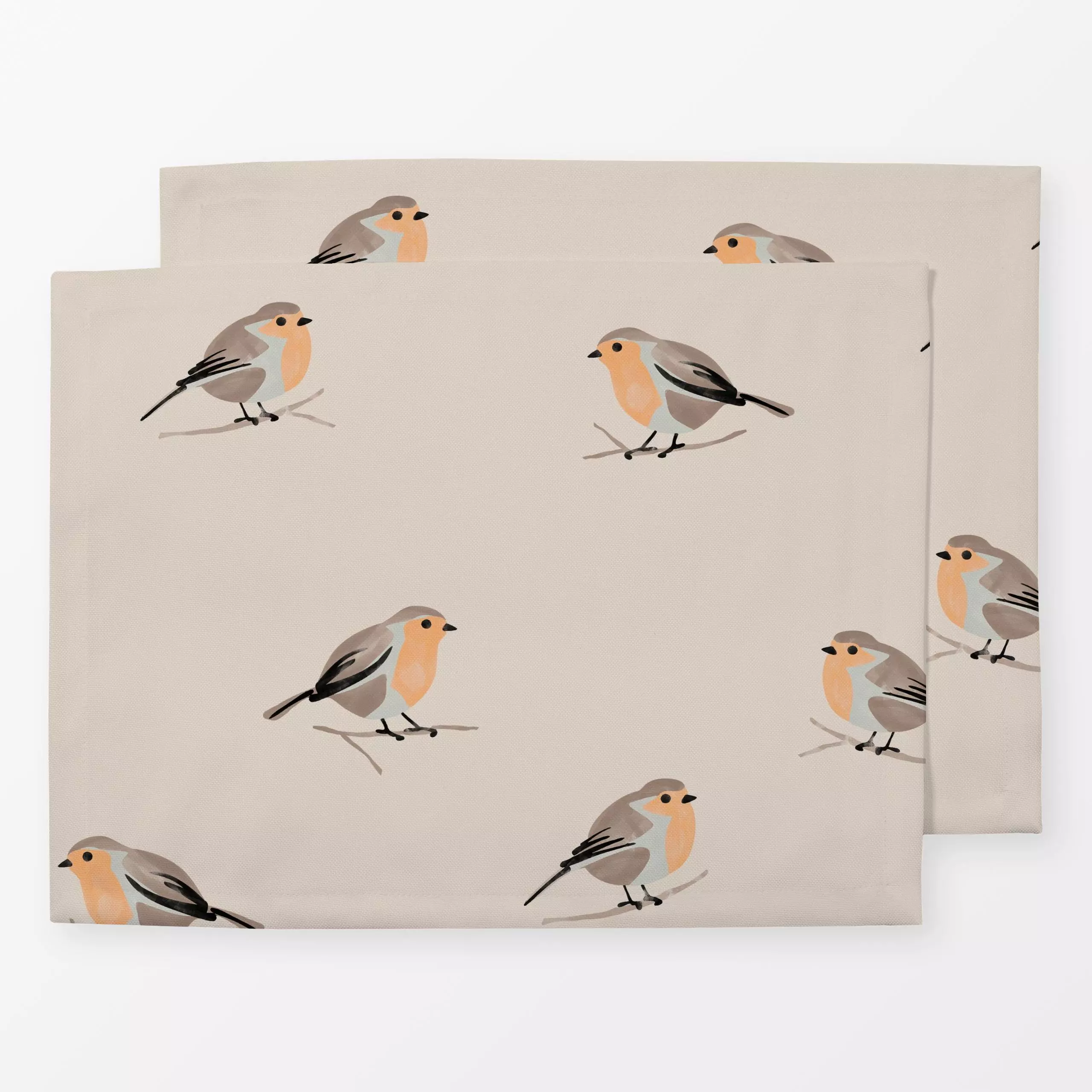 Tischset Vögelchen - Tiere, Anlässe, Ostern - von „Studio Kesse"; Hygge, Vogel, Rotkehlchen, Weihnachten, Winter, Ostern, bi...