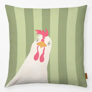 Kissen Hello Spring Streifen Huhn