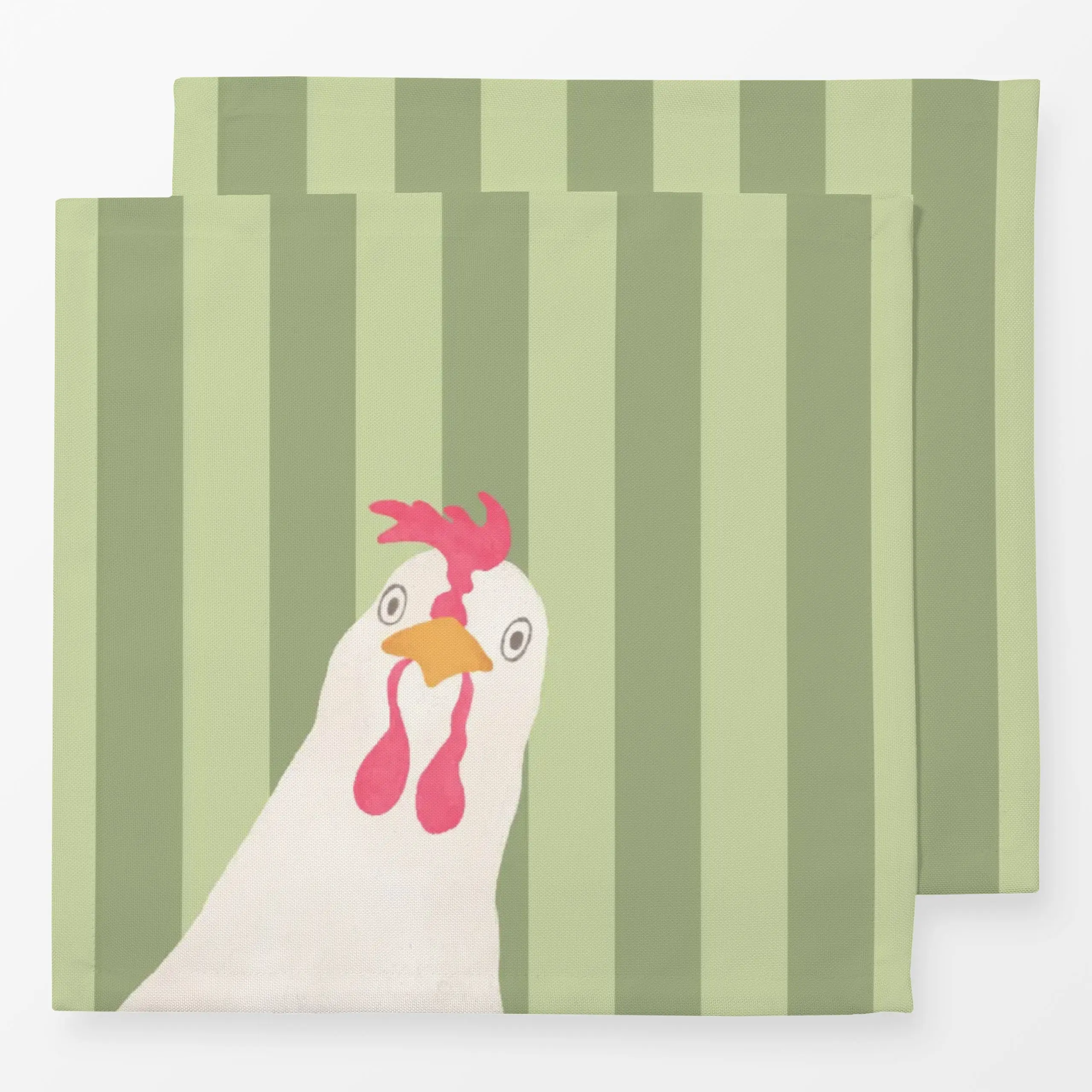 Servietten Hello Spring Streifen Huhn - Frühling, Tiere, Ostern - von „Andrea Liesert"; outdoor, Gartendeko, outdoorkissen, ...
