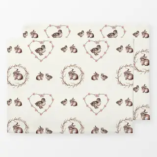 Tischset Hasen Küken Ente Kranz Muster