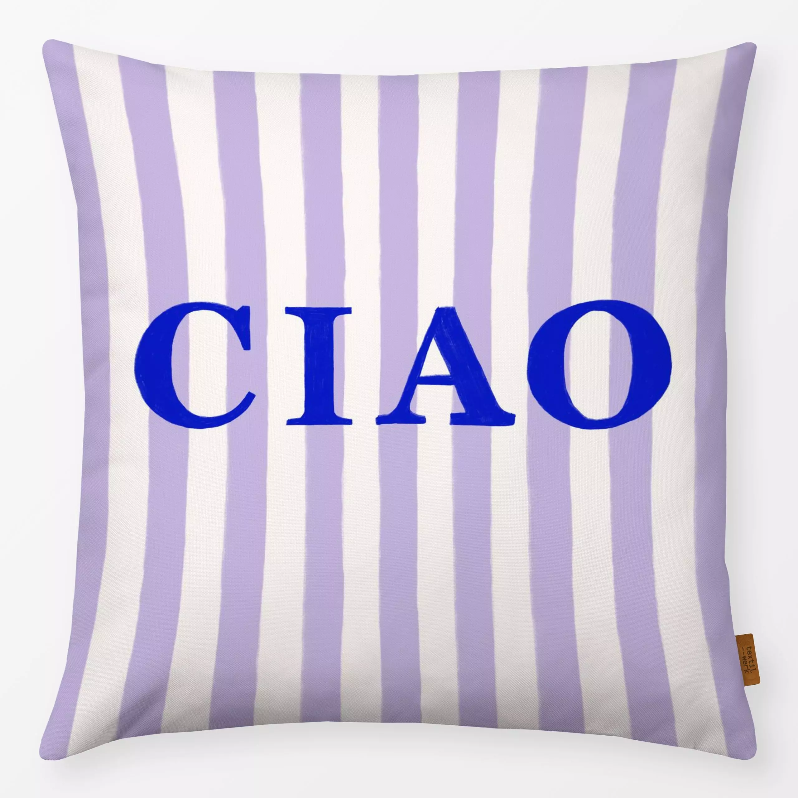 Kissen Flieder-Beige Gestreift - Sommer, Sprüche & Schriftzüge, Symbole & Muster - von „Sophie Augustin Illustration"; Gesch...