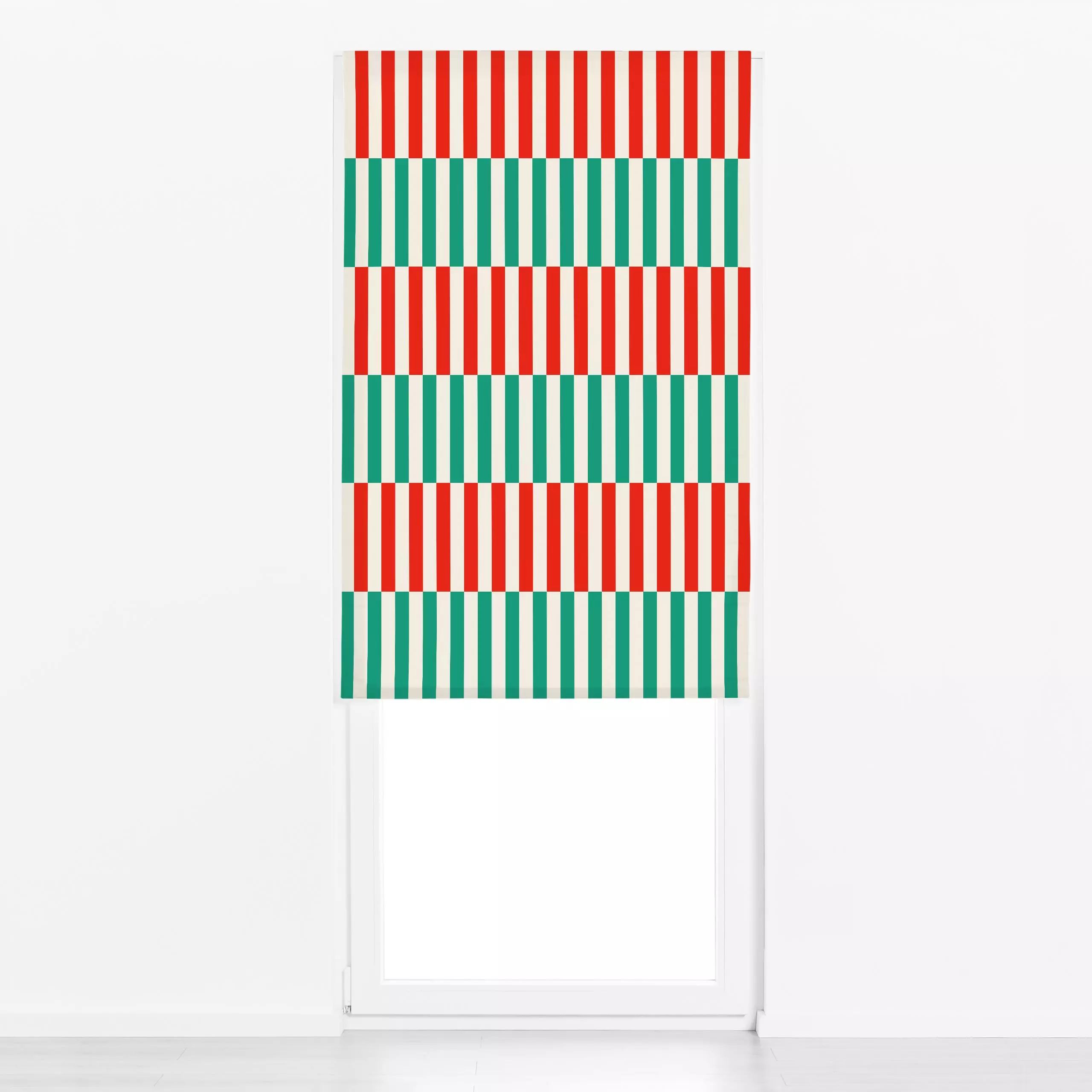 Raffrollo Stripes Checks Red Green - Sommer, Symbole & Muster - von „textilwerk"; Illustration, Sommer, trend, rot, bunt, ge...