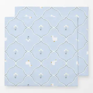 Servietten Fruehling Muster Hellblau Ente
