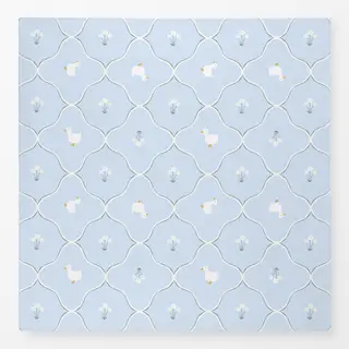 Tischdecke Fruehling Muster Hellblau Ente