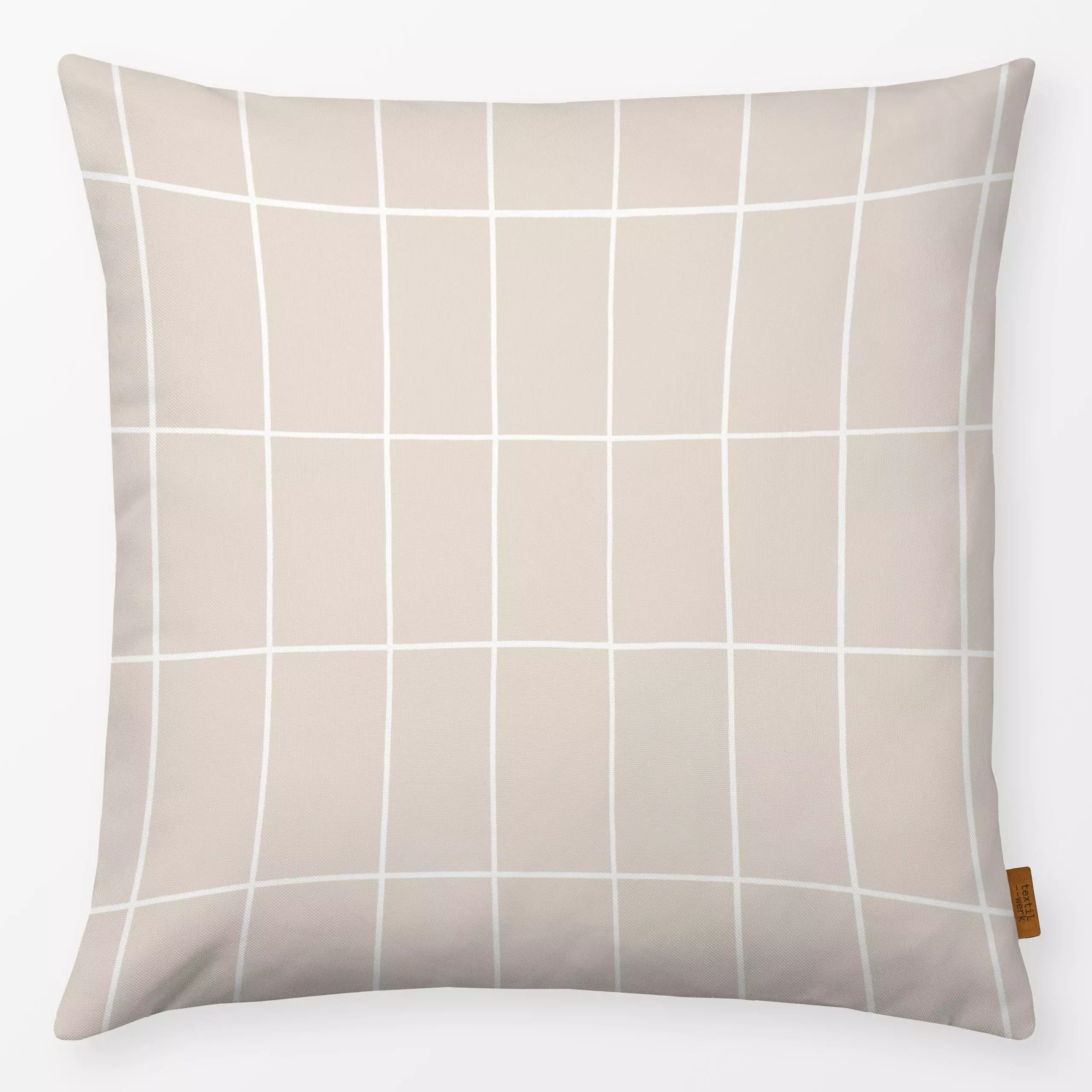 Kissen Karo Mania Grid 3 - Sommer, Symbole & Muster - von „Primus Pattern"; linie, Linien, Sand, beige, grid, Karo, Karos, k...