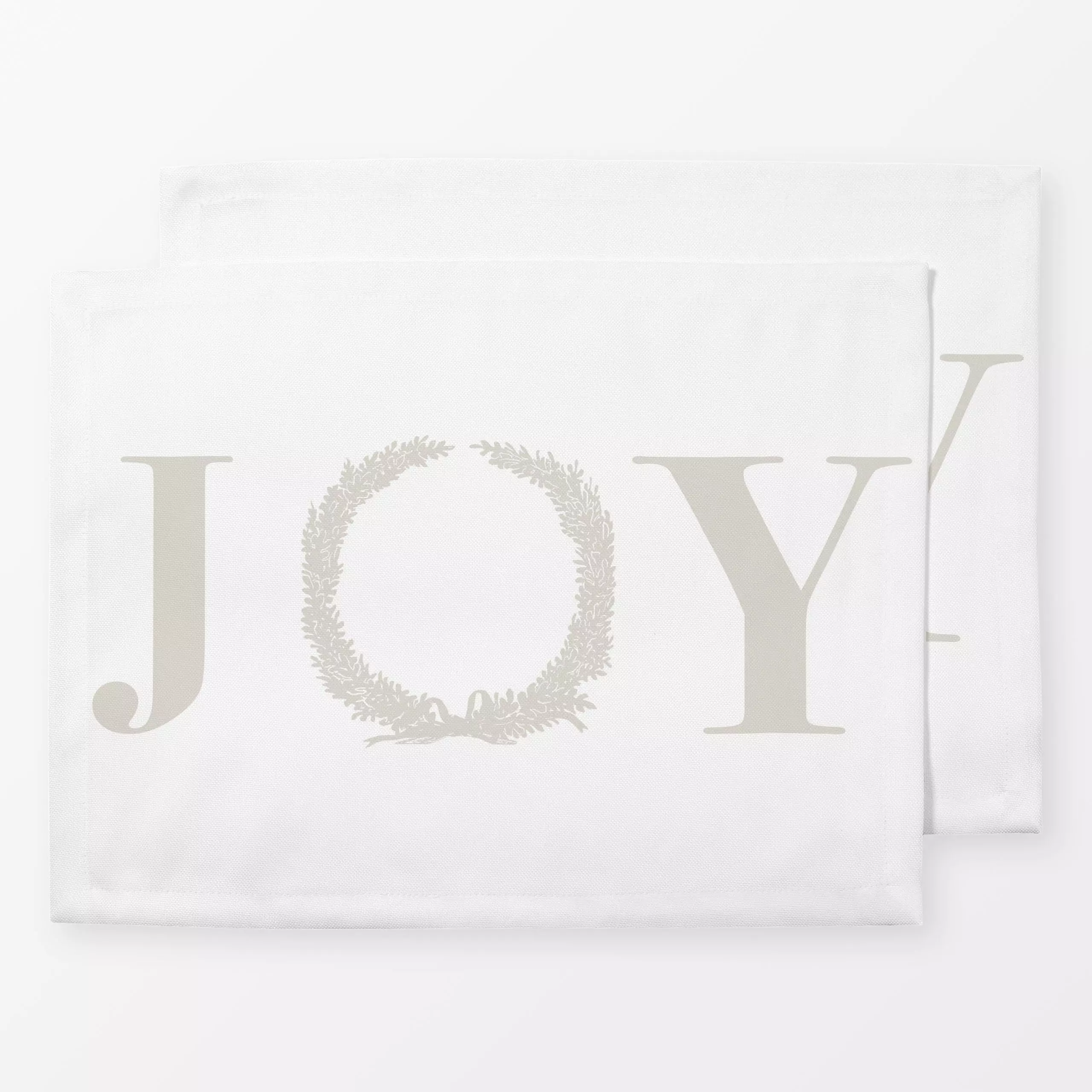Tischset Vintage Holidays JOY mit Kranz - Sprüche & Schriftzüge, Weihnachten, Anlässe - von „Monika Strigel"; minimal, Merry...