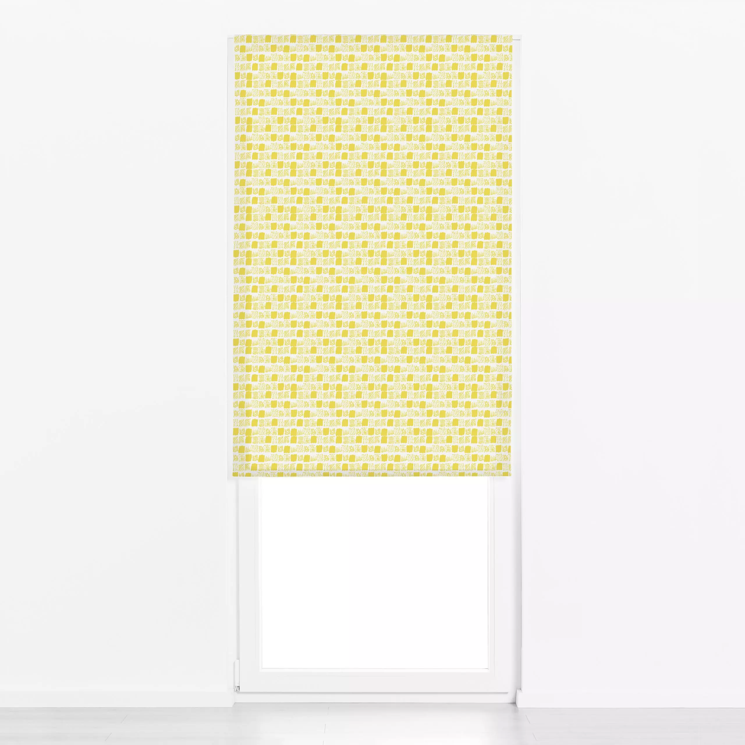 Raffrollo Grassland Game Yellow - Sommer, Symbole & Muster - von „Patries Elisabeth"; Linien, abstrakt, Punkte, kleingemuste...
