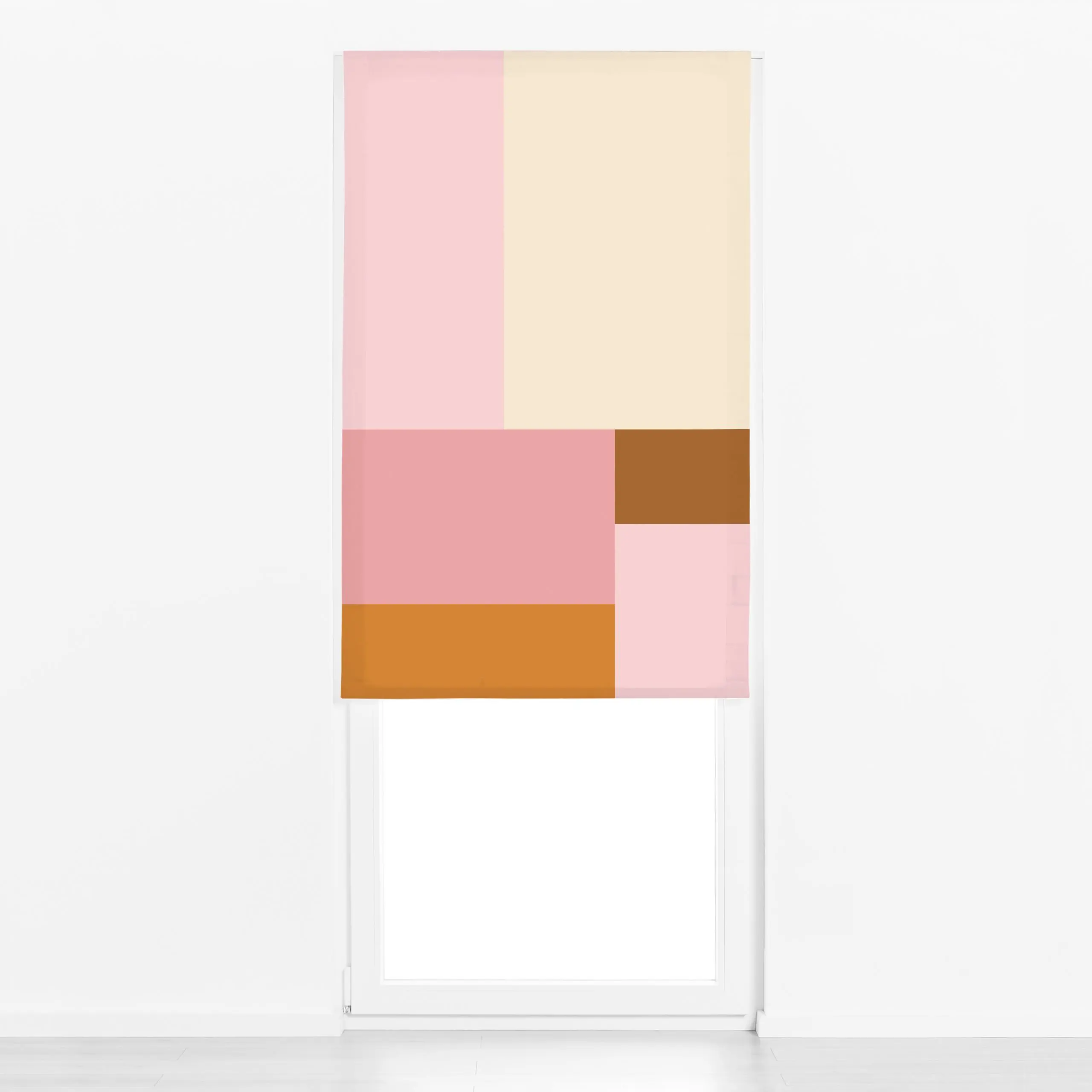 Raffrollo Patchwork Pura-Rose - Frühling, Sommer, Symbole & Muster - von „Farina Kuklinski"; Muster, minimal, abstrakt