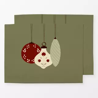 Tischset Weihnachtskugeln Grün
