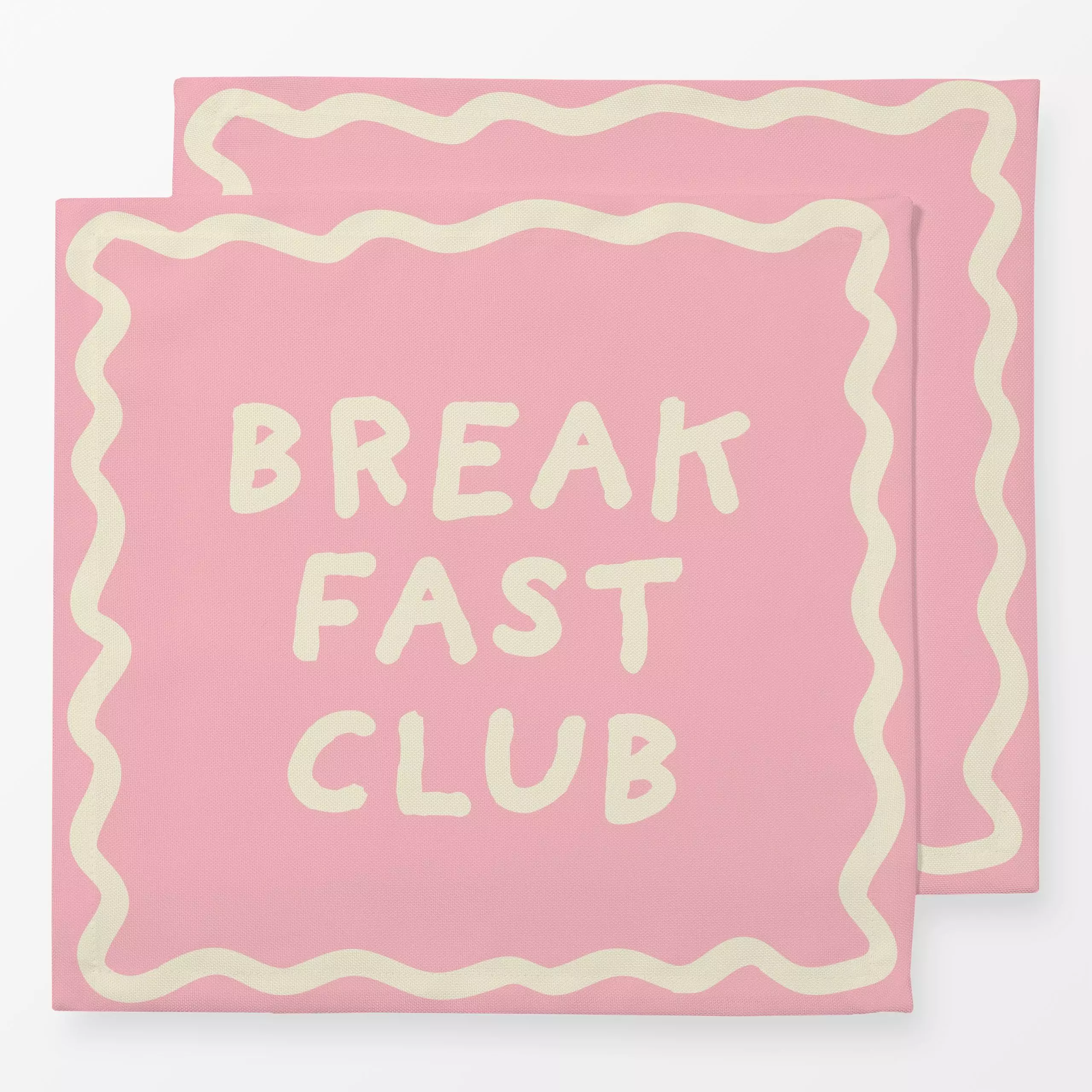 Servietten Breakfast Club Wellenrand Pink - Sommer, Sprüche & Schriftzüge, Küche, Essen & Trinken - von „textilwerk"; Sommer...