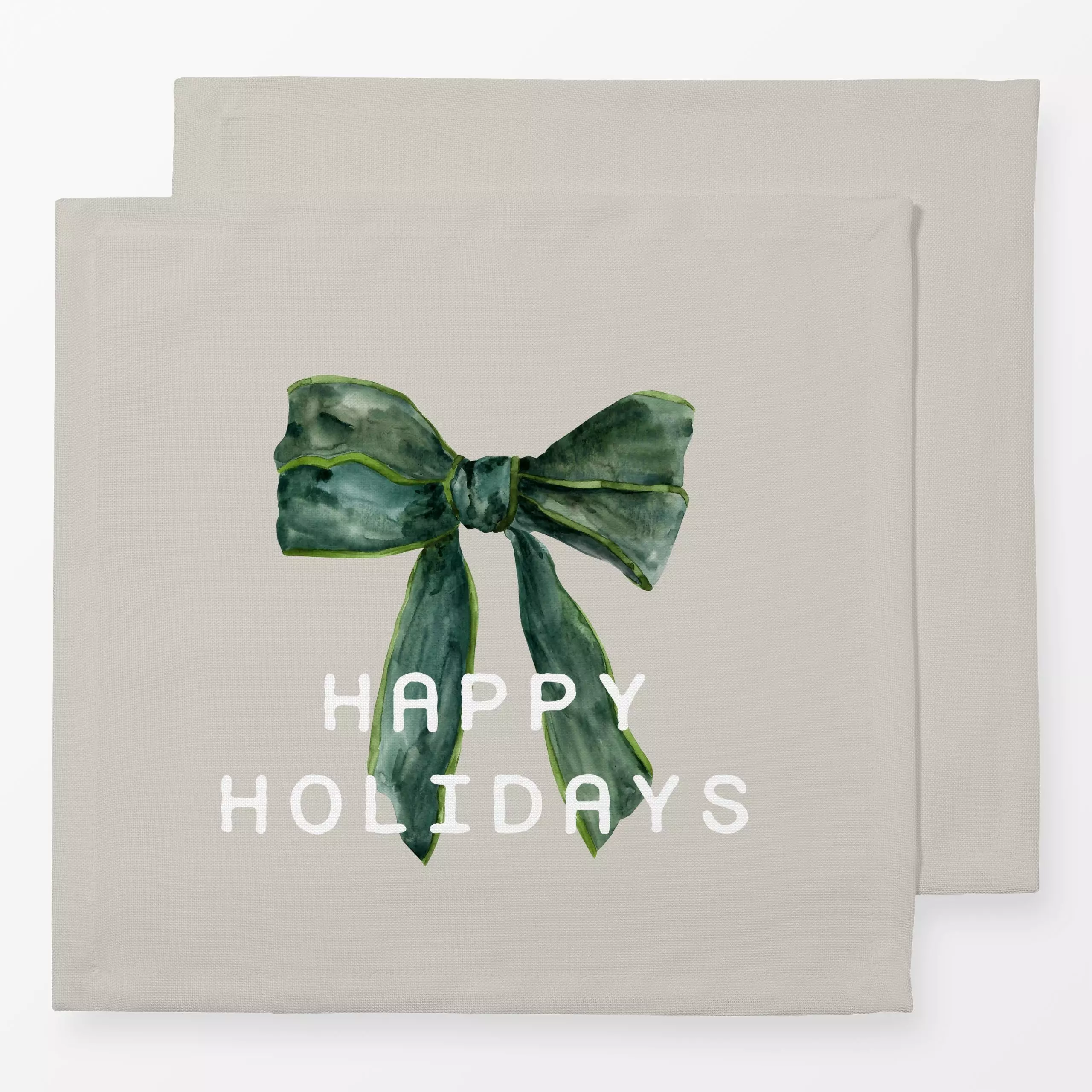 Servietten Happy Holidays Schleife - Sprüche & Schriftzüge, Weihnachten, Winter - von „Katrin Graff"; Aquarell, Zitate und S...