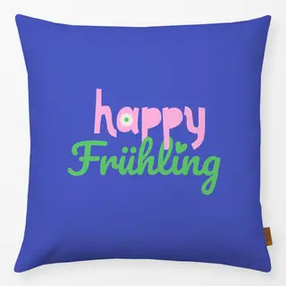 Kissen happy Frühling blau