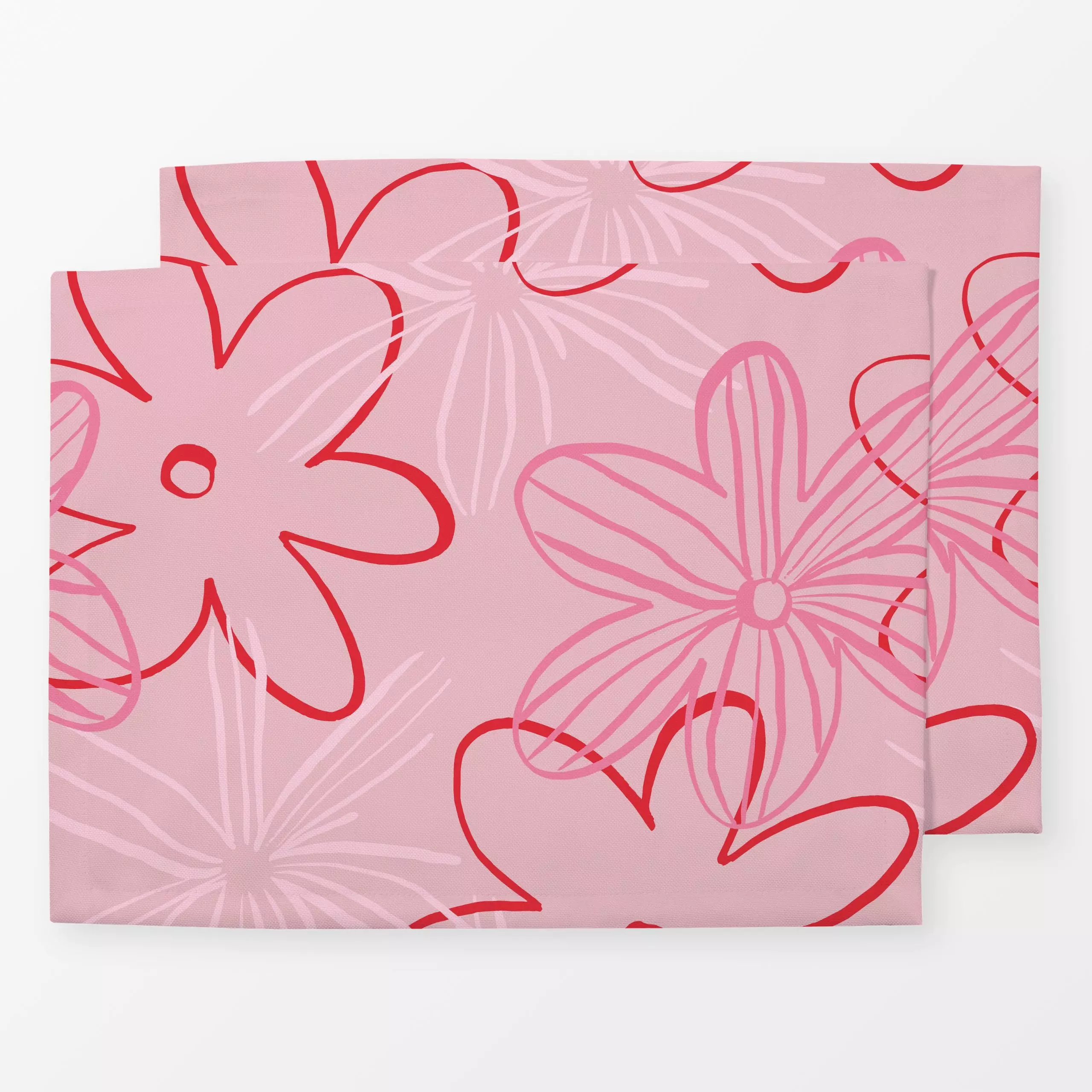 Tischset Happy Flower Red Pink - Blumen & Florales, Anlässe - von „Kruth Design“; Trockenblumen, rosa, Sommerblumen, Ostern,...