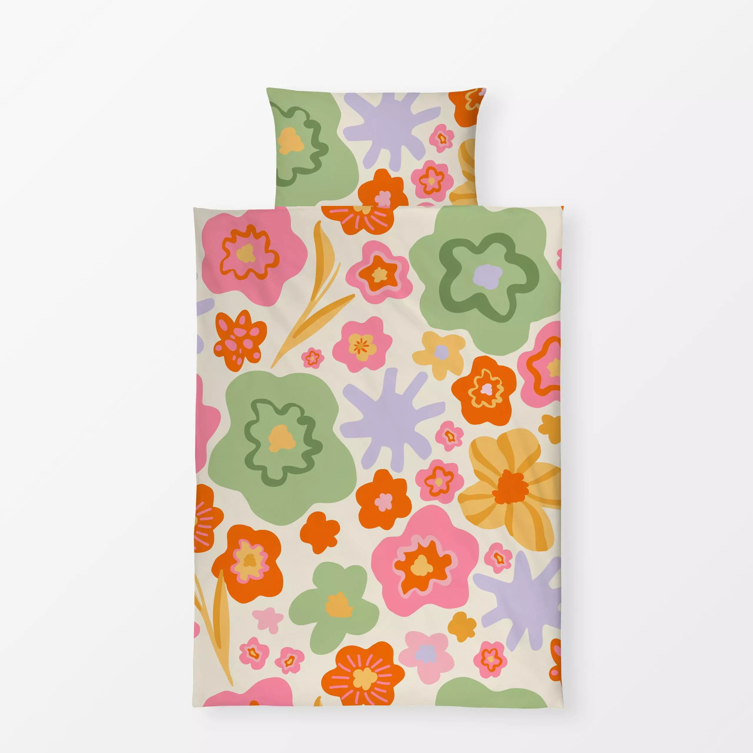 Bettwäsche Sunny Vibes (orange) - Blumen & Florales - von „Verena Klöpper"; Trockenblumen, Blumen, Retro, Sonne, flower, ges...