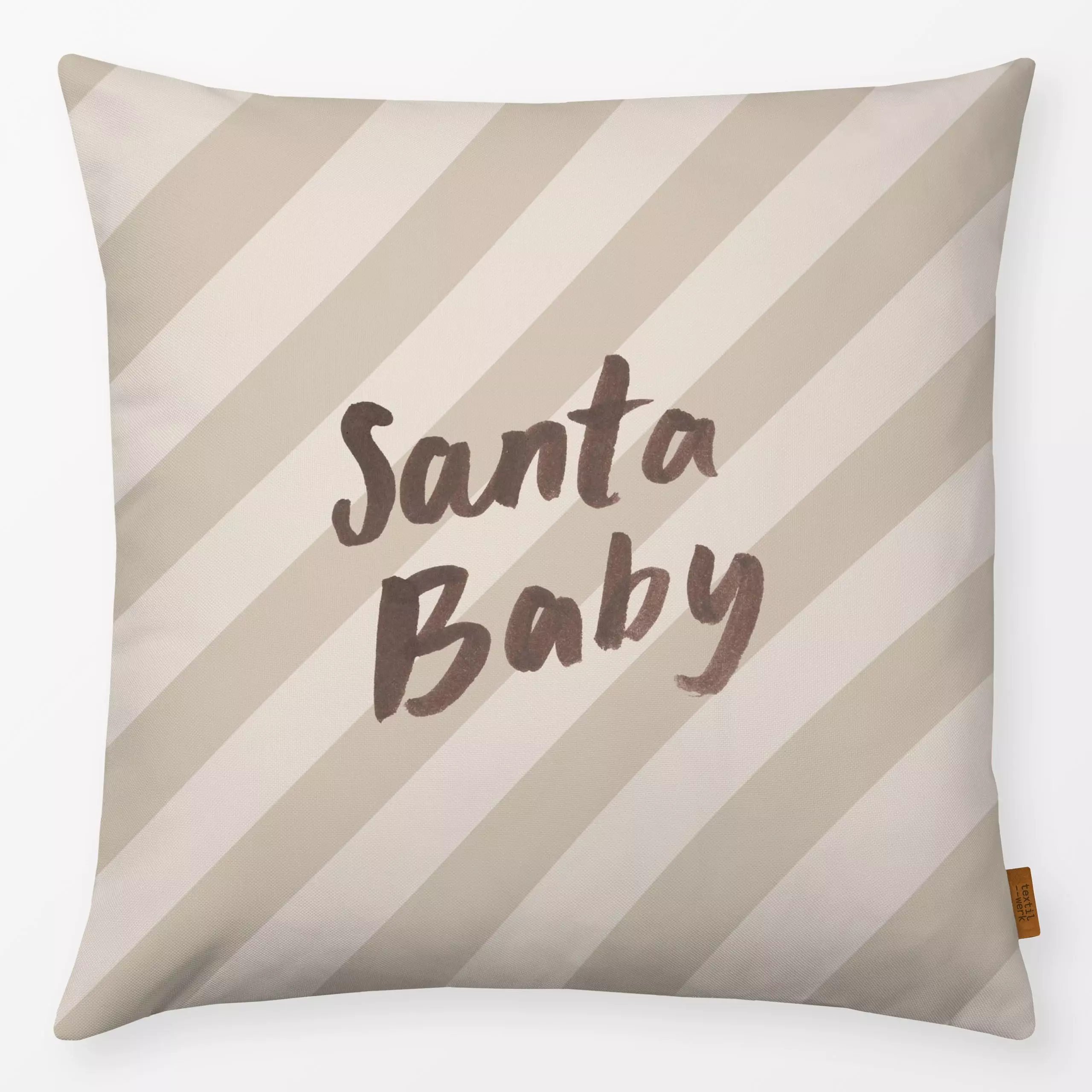 Kissen Santa Baby Umbra - Weihnachten, Anlässe - von „Kruth Design"; Streifen, Weihnachtsmann, Weihnachten, typografie, weih...