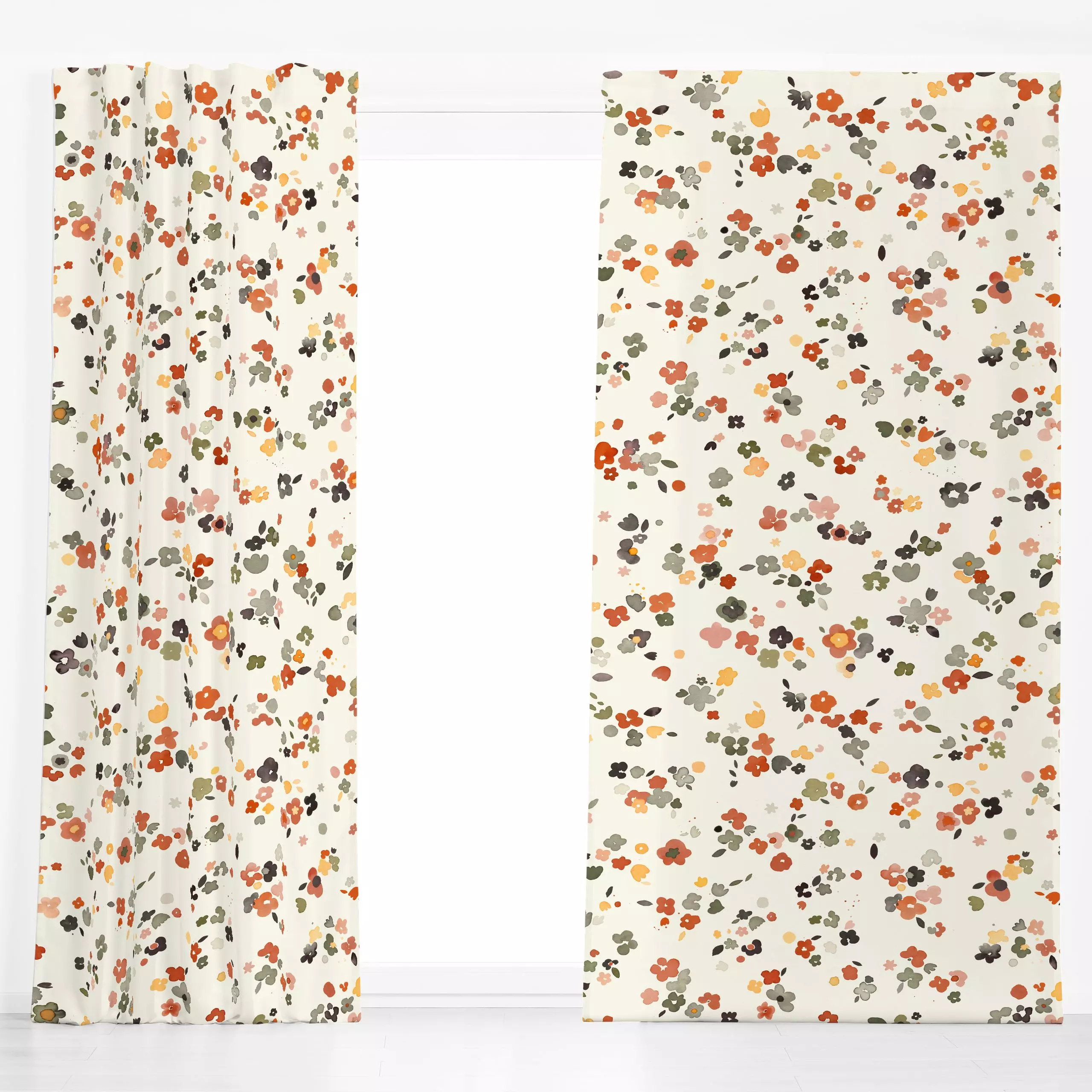 Dekovorhang Minimal Flowers Cottagecore - Blumen & Florales, Frühling, Sommer - von „Ninola Design "; boho, minimal, Blumen,...