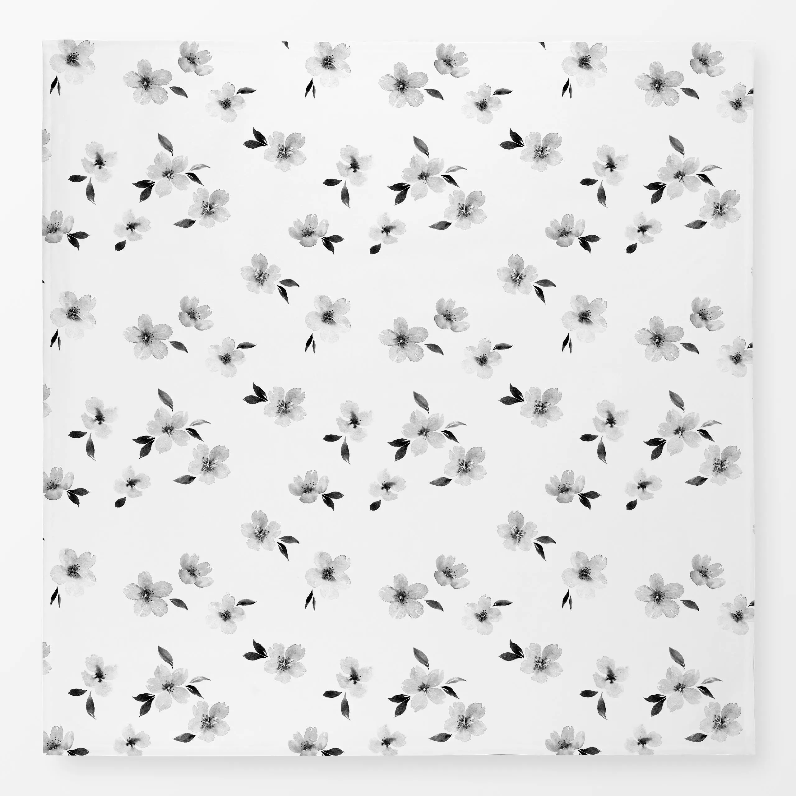 Tischdecke Kirschblüten Schwarz Weiß - Blumen & Florales, Frühling - von „Katrin Graff"; Natur, minimal, Punkte, grau, Blume...