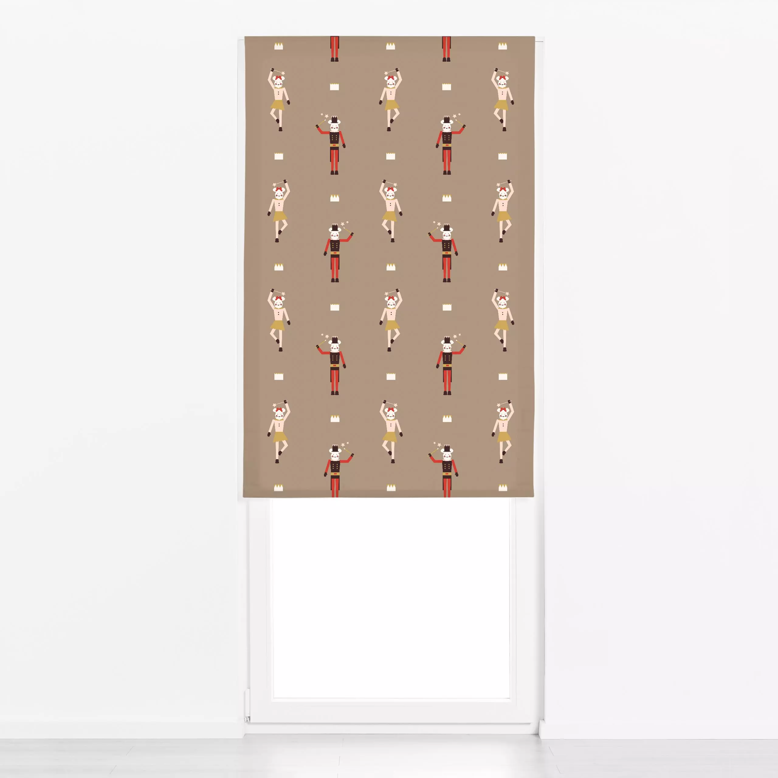 Raffrollo Wichtel Zauber Pattern Braun - Kinderzimmer & Motive für Kinder, Anlässe - von „Jana Moßmann"; Sterne, Weihnachten...