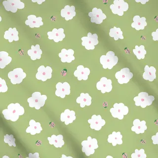 Meterware Blumen und Marienkäfer