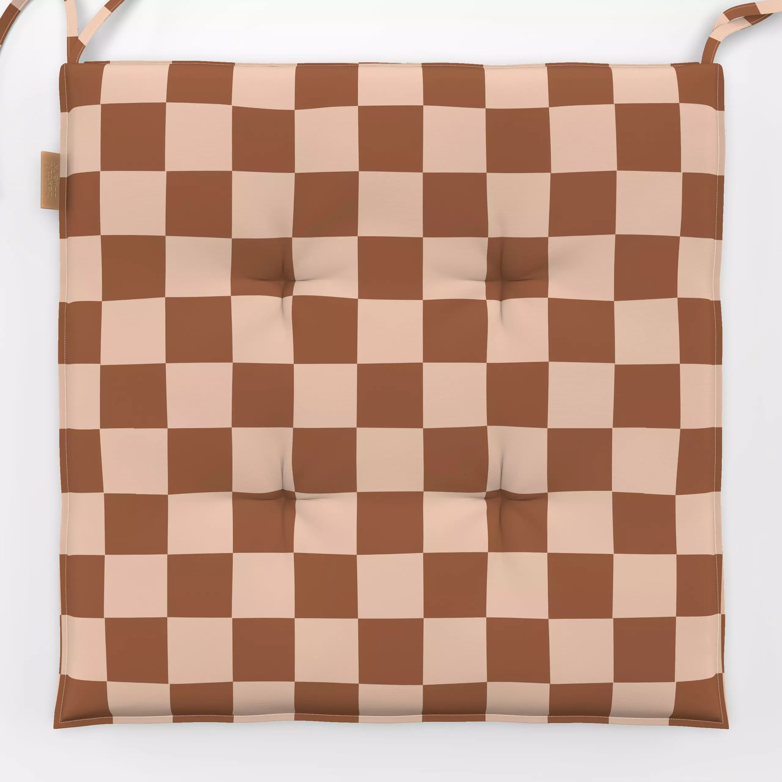 Sitzkissen Chess Pattern brown pink - Herbst, Symbole & Muster - von „Karen Menzenbach"; Muster, rosa, Retro, grafisch, Karo...