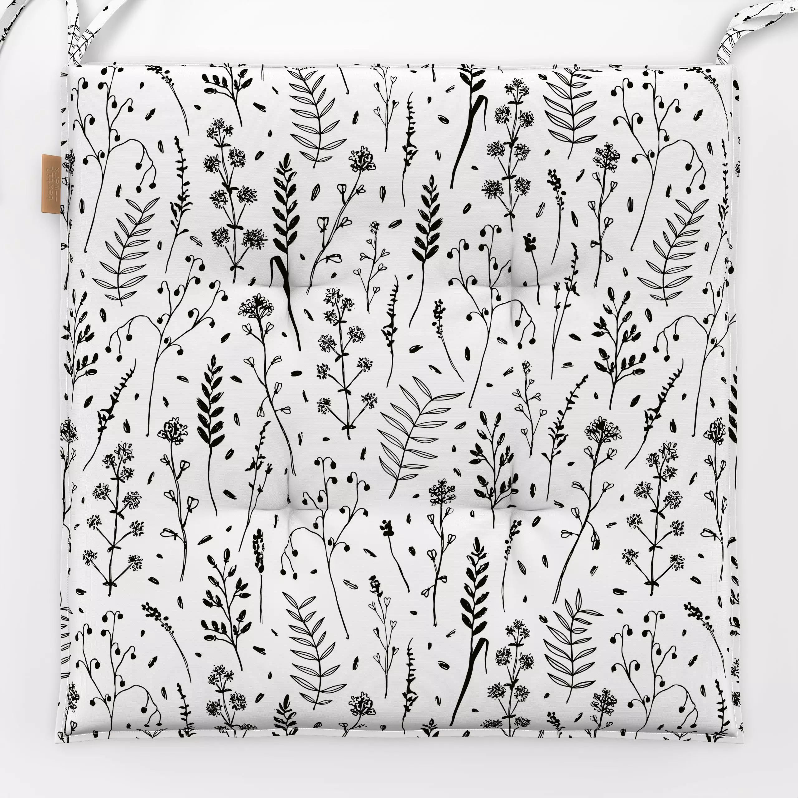 Sitzkissen Gräser schwarzweiß - Symbole & Muster - von „Kathrin Woo"; Muster, landhaus, Gartendeko, Landhausstil, Schwarzwei...