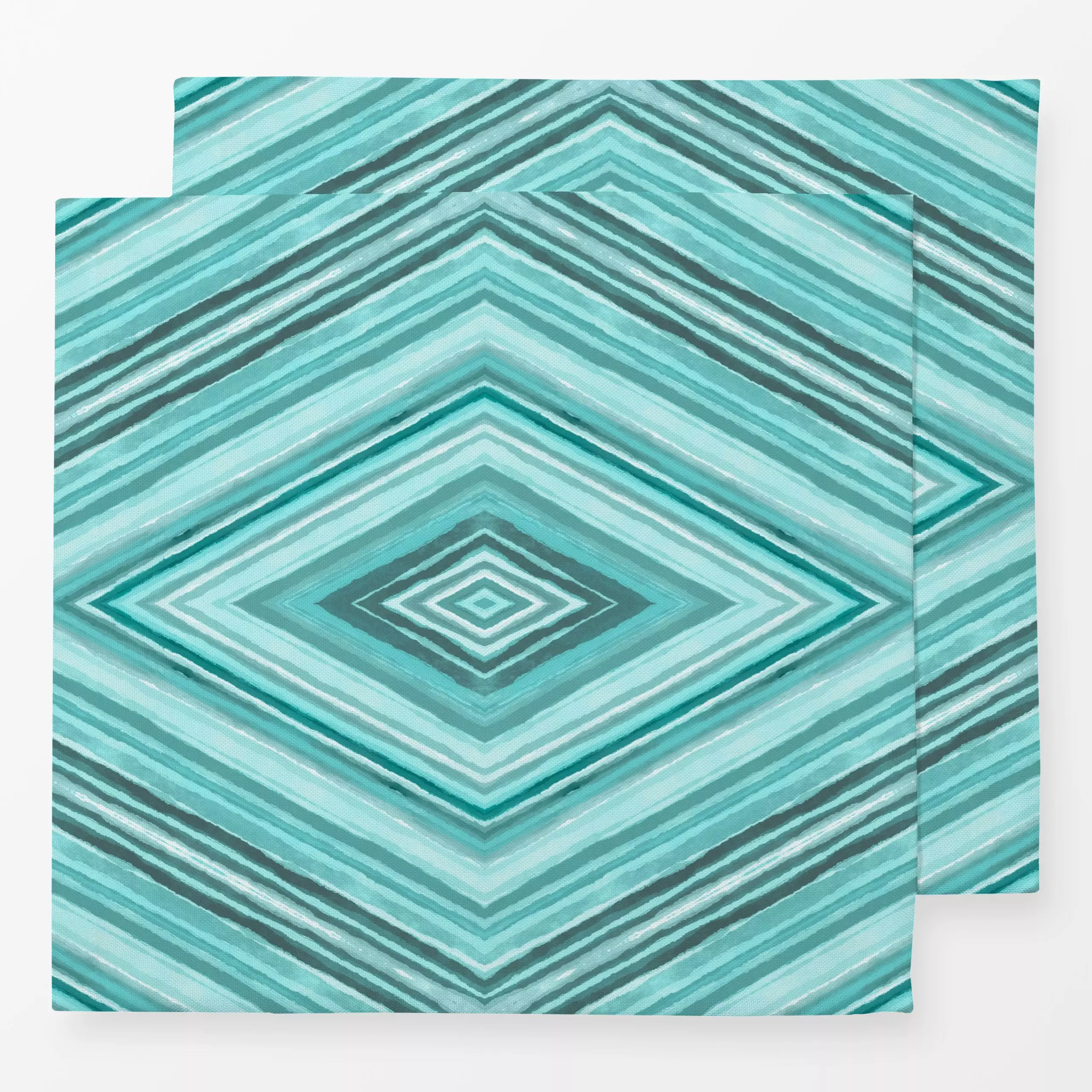Servietten Watercolor Rhombus Mint - Symbole & Muster - von „Andrea Haase"; Muster, Wasserfarben, Streifen, Geometrisch, Som...