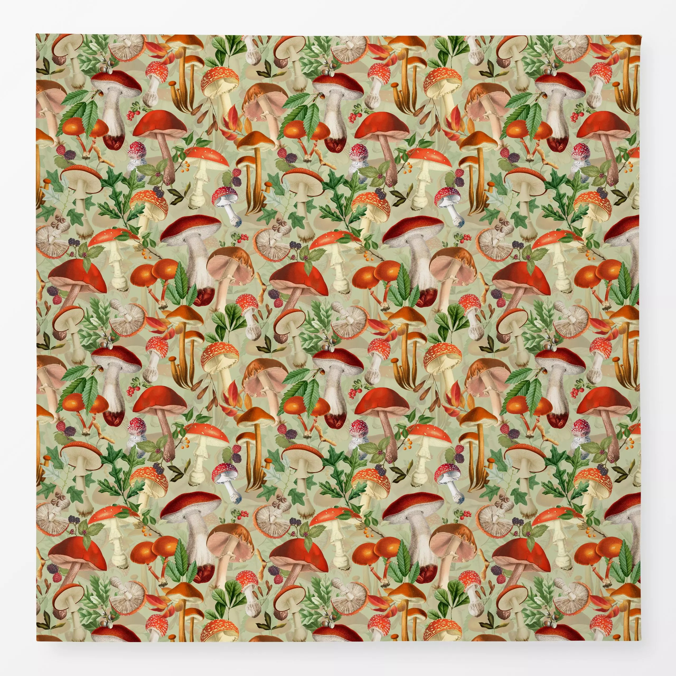 Tischdecke Pilz Tanz 1 - Blumen & Florales, Retro & Vintage - von „Uta Naumann“; Natur, Garten, Wald, vintage, Herbst, pilze...