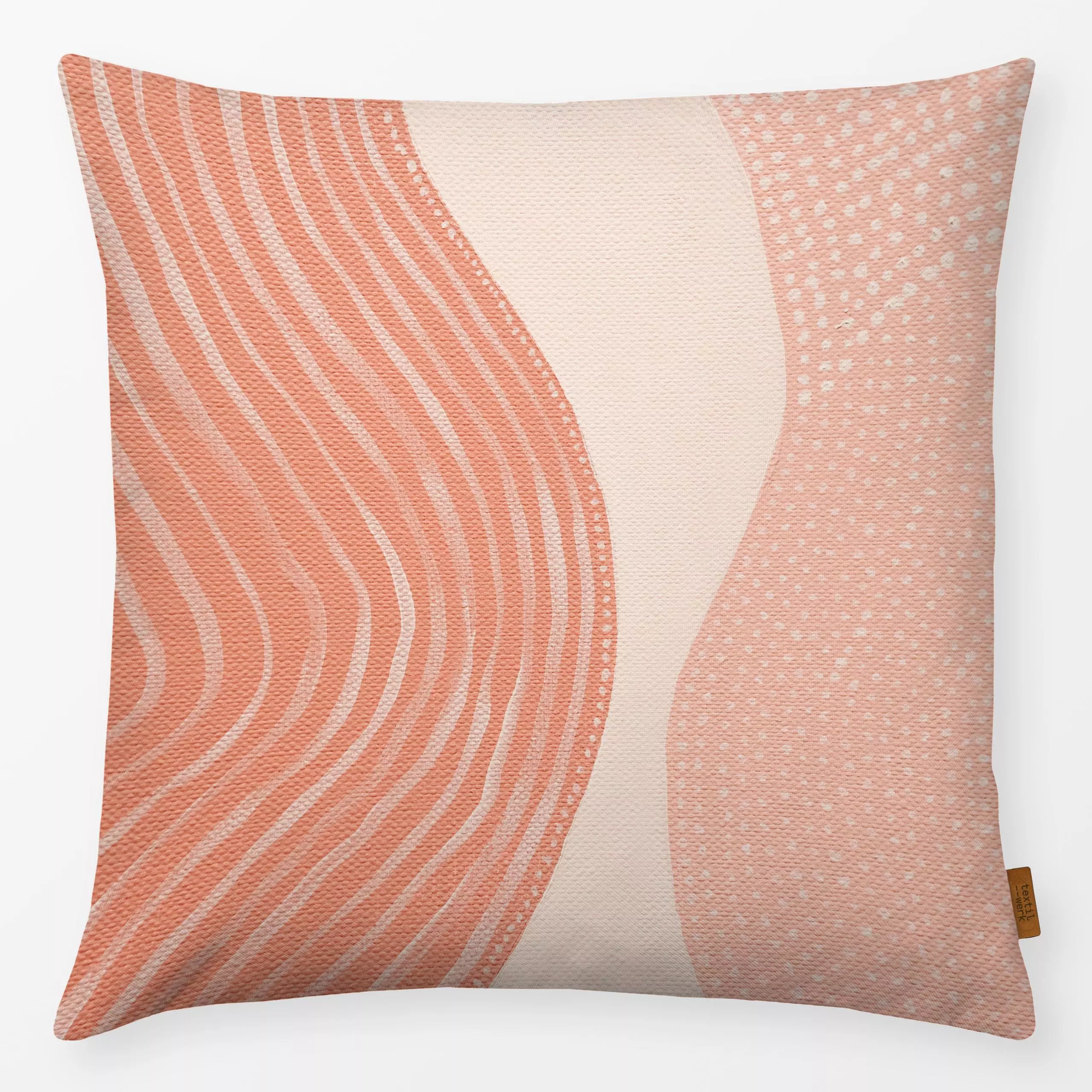 Kissen Pastel pink lines dots - Symbole & Muster - von „Ingrid Beddoes"; Acryl, Linien, abstrakt, Streifen, modern, Dots, pi...