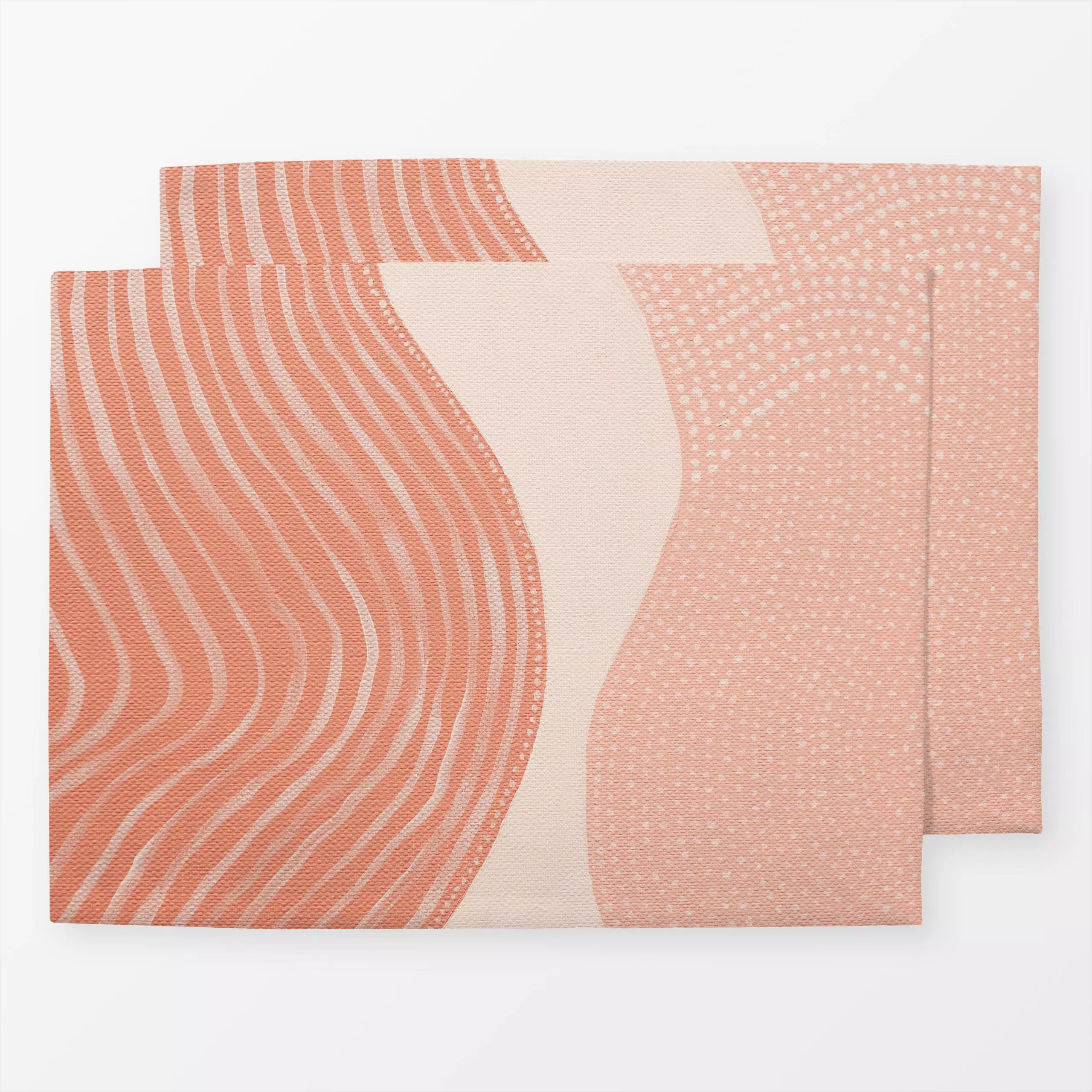 Tischset Pastel pink lines dots - Symbole & Muster - von „Ingrid Beddoes"; Acryl, Linien, abstrakt, Streifen, modern, Dots, ...
