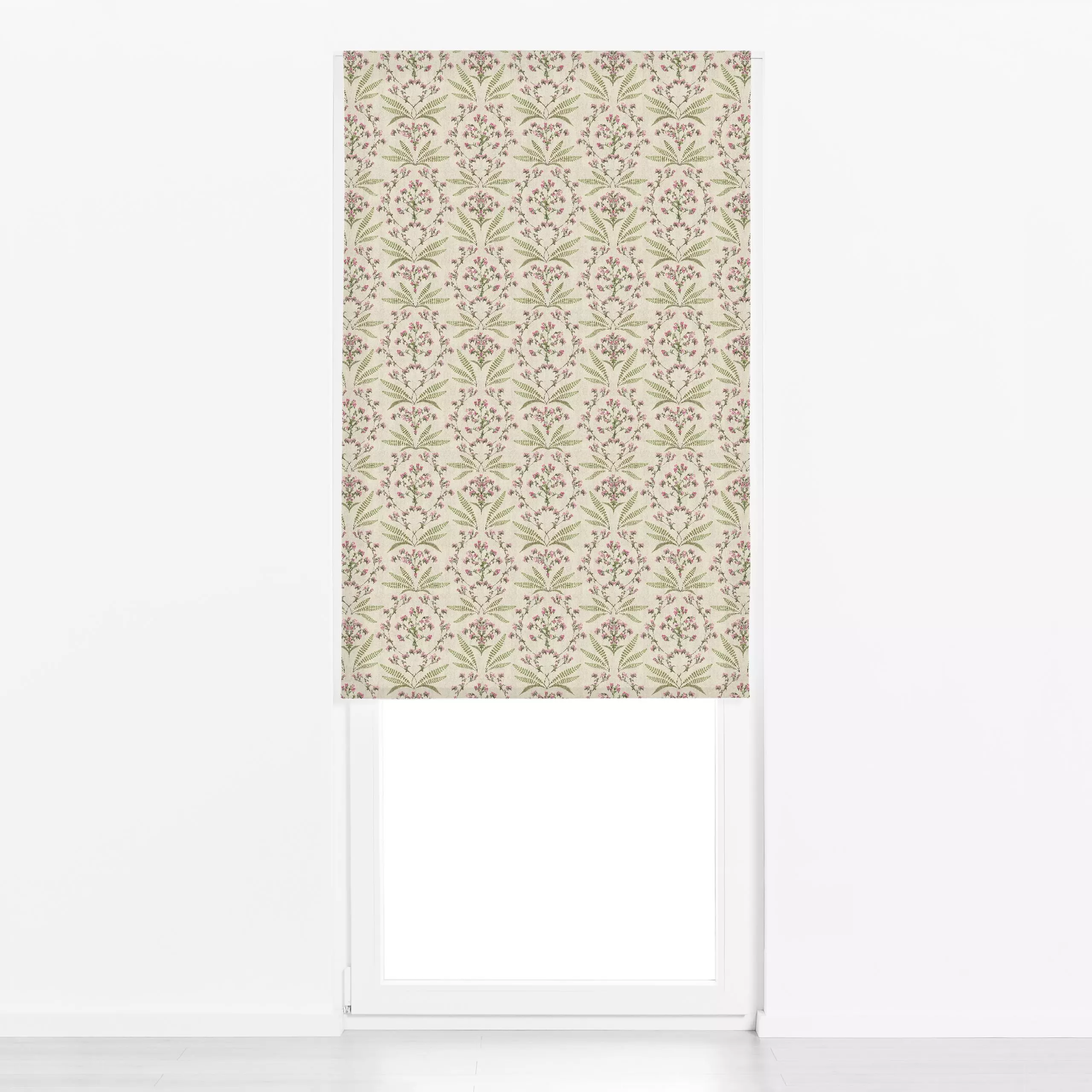 Raffrollo Vintage cottage florals beige - Blumen & Florales, Pflanzen & Botanik, Retro & Vintage - von „Bloomery Decor"; Mus...