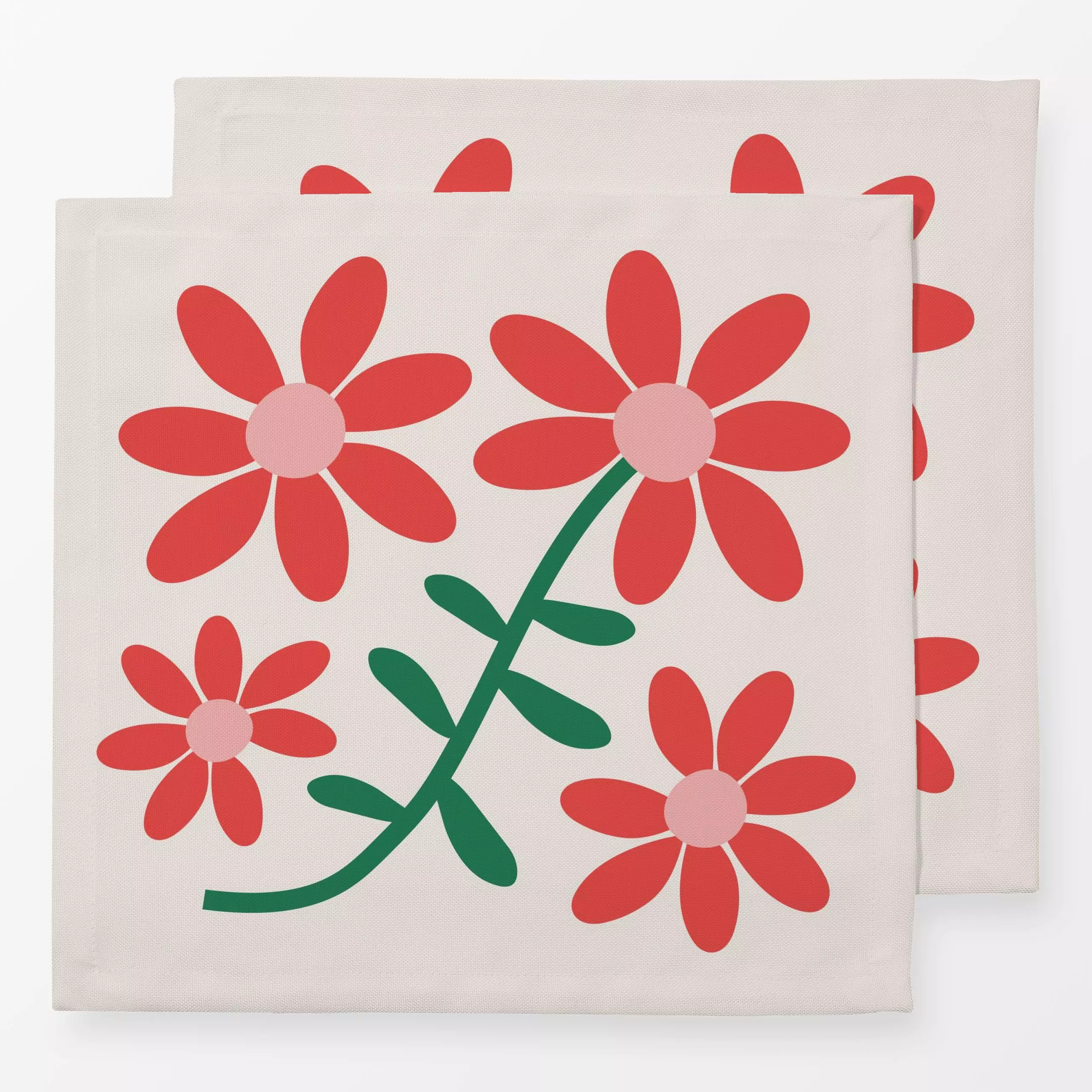 Servietten Flowers 2 Red Green - Blumen & Florales, Frühling - von „Jana Driver"; Blumen, flowers, Fruehling, spring, hellos...