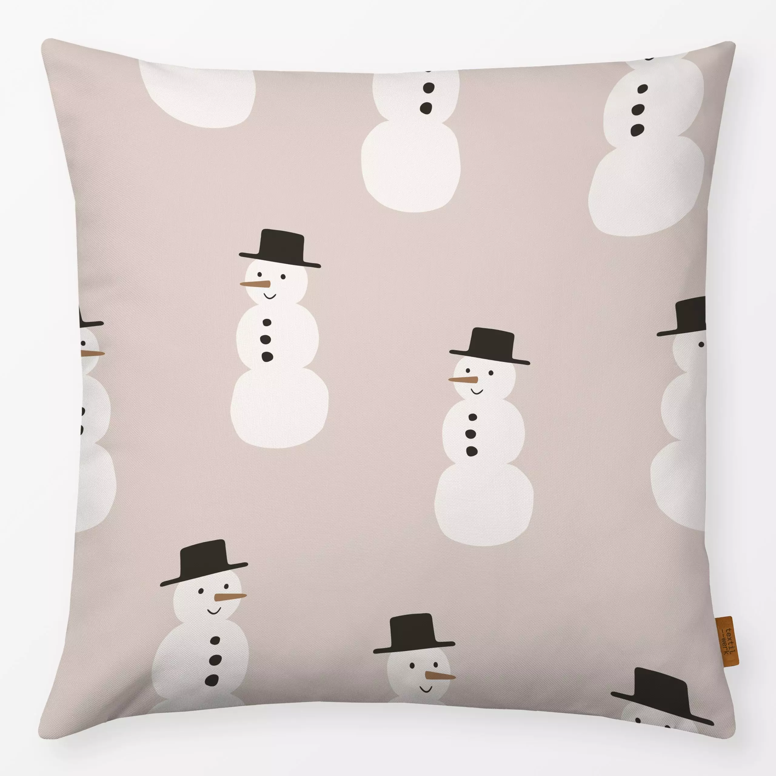 Kissen Snowman light brown - Kinderzimmer & Motive für Kinder, Weihnachten, Winter - von „Kathrin Woo"; Muster, Weihnachten,...