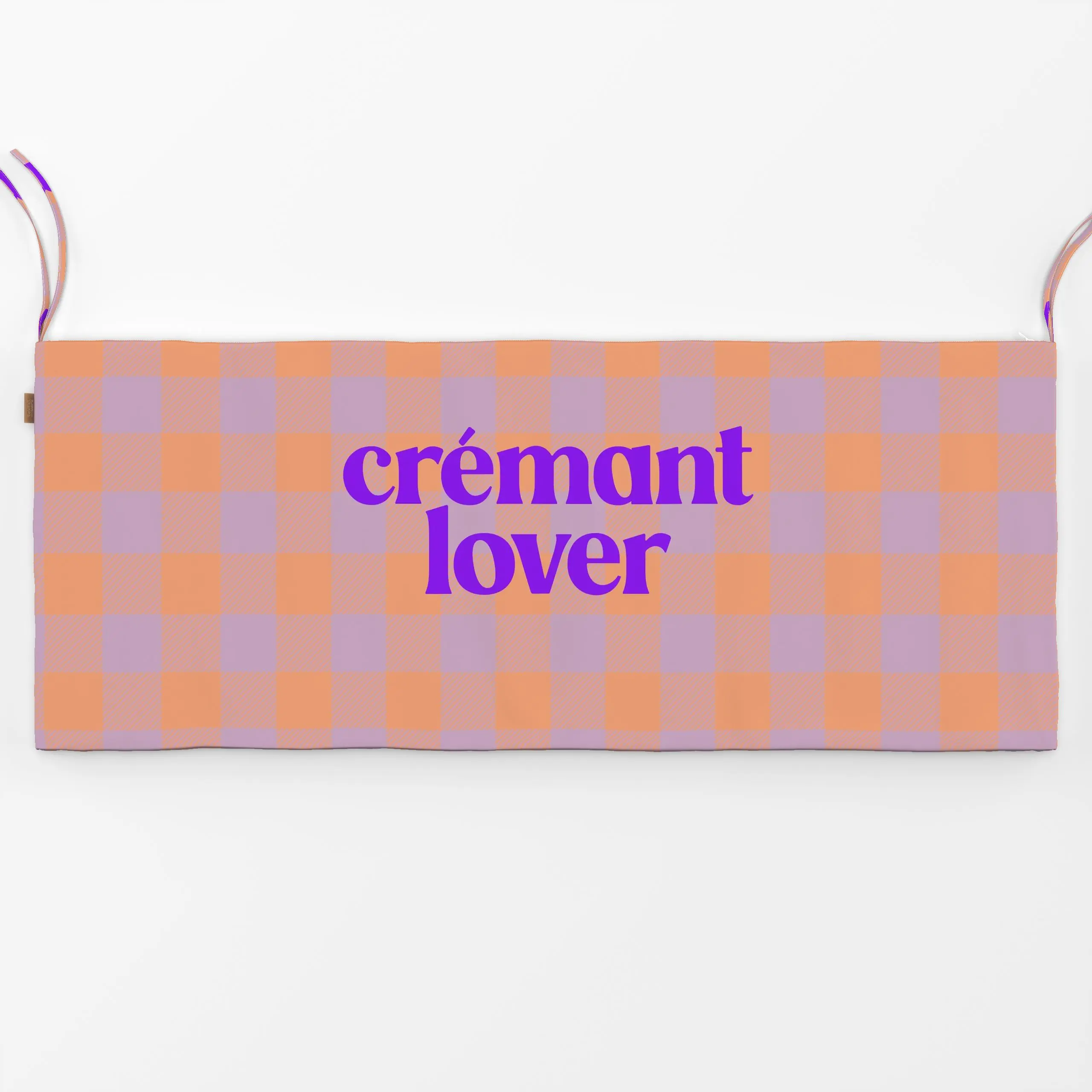 Bankauflage Gingham Crémant Lover Soft - Küche, Essen & Trinken - von „Studio ROSAGRAU"; Orange, typografie, lila, soft, fli...