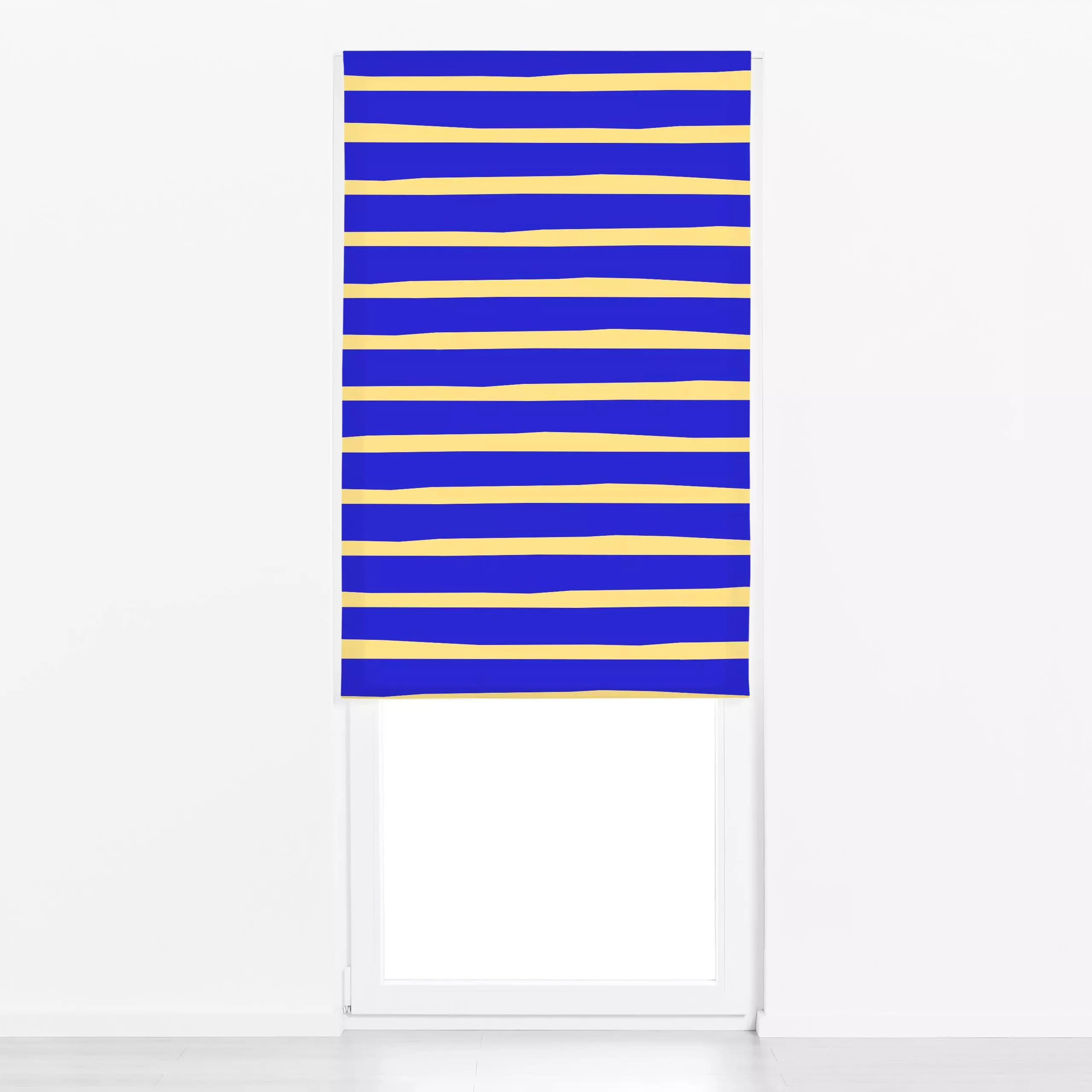 Raffrollo Bold stripes blue yellow - Symbole & Muster - von „Lisa Jasmin Bauer"; Streifen, Color, Farben, farbenfroh, colorf...