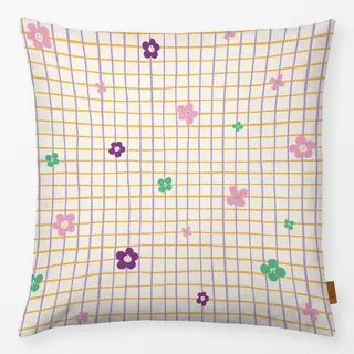 Kissen Karo mit Blumen - Magic