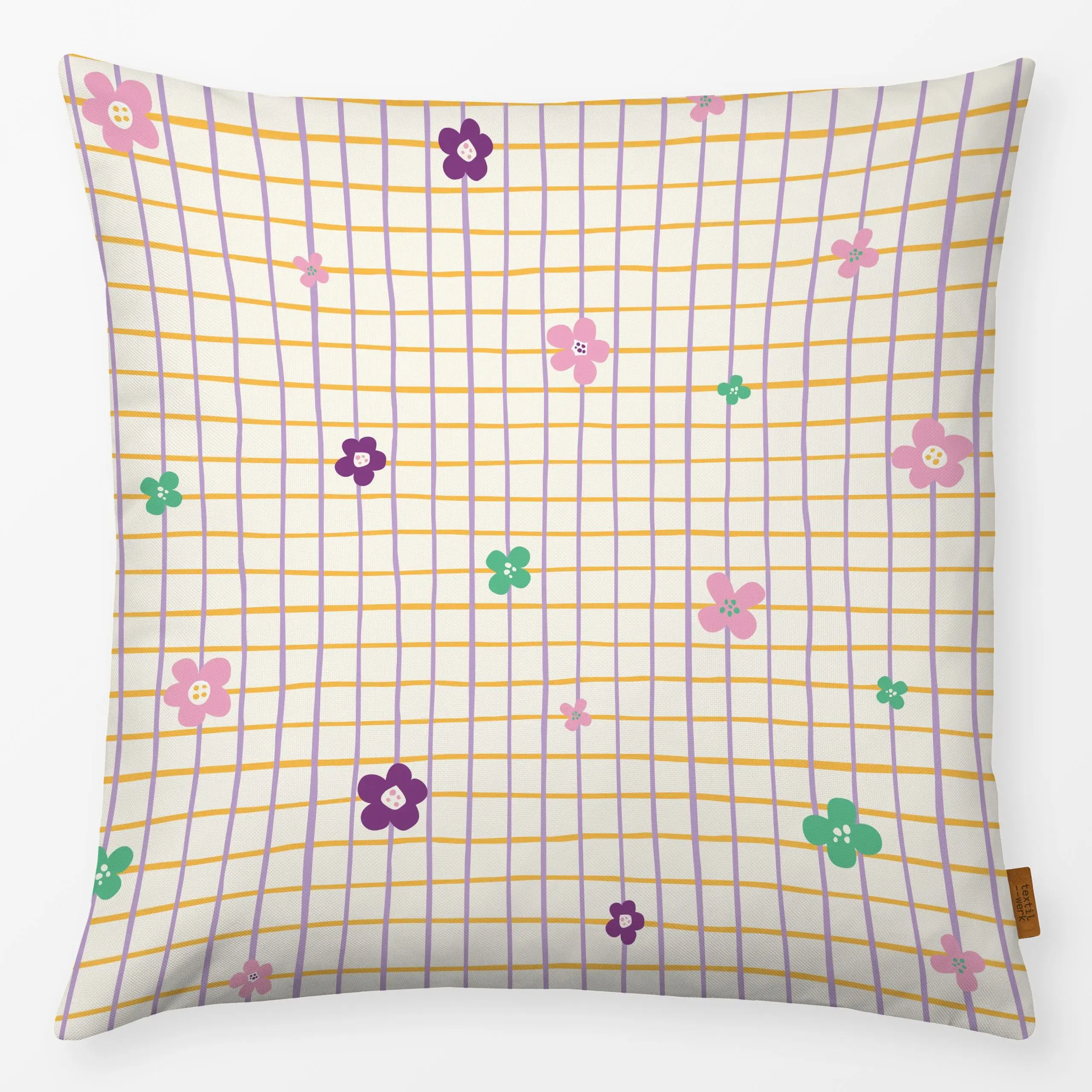 Kissen Karo mit Blumen - Magic - Frühling, Symbole & Muster, Ostern - von „Heyduda"; Muster, Blumen, Garten, Blüten, Ostern,...