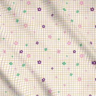 Meterware Karo mit Blumen - Magic