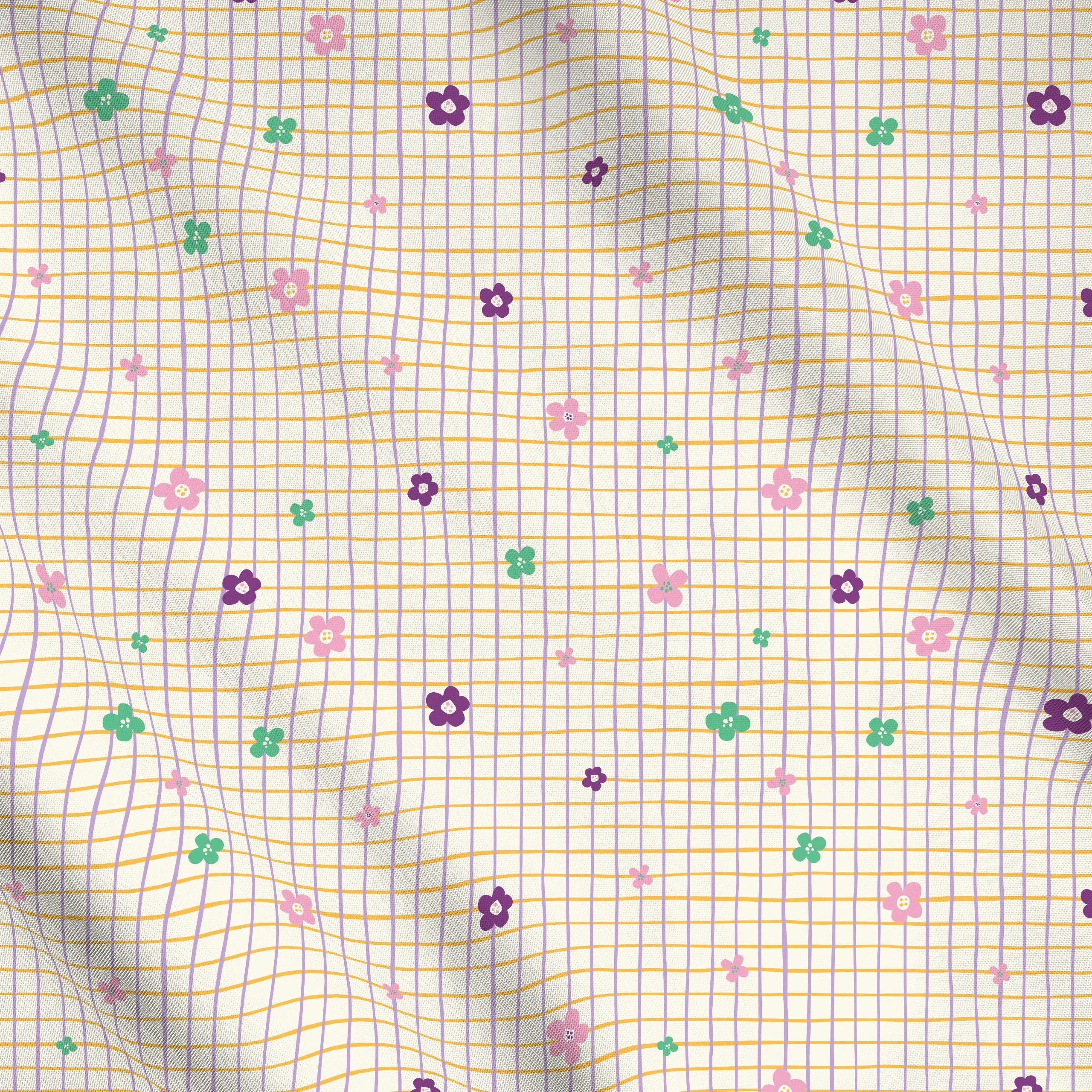 Meterware Karo mit Blumen - Magic, Blumen, gemustert, Ostern, von Heyduda