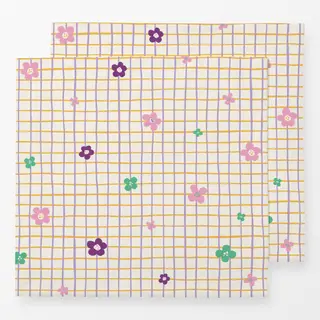 Servietten Karo mit Blumen - Magic