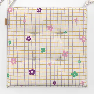 Sitzkissen Karo mit Blumen - Magic