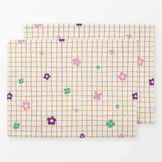 Tischset Karo mit Blumen - Magic