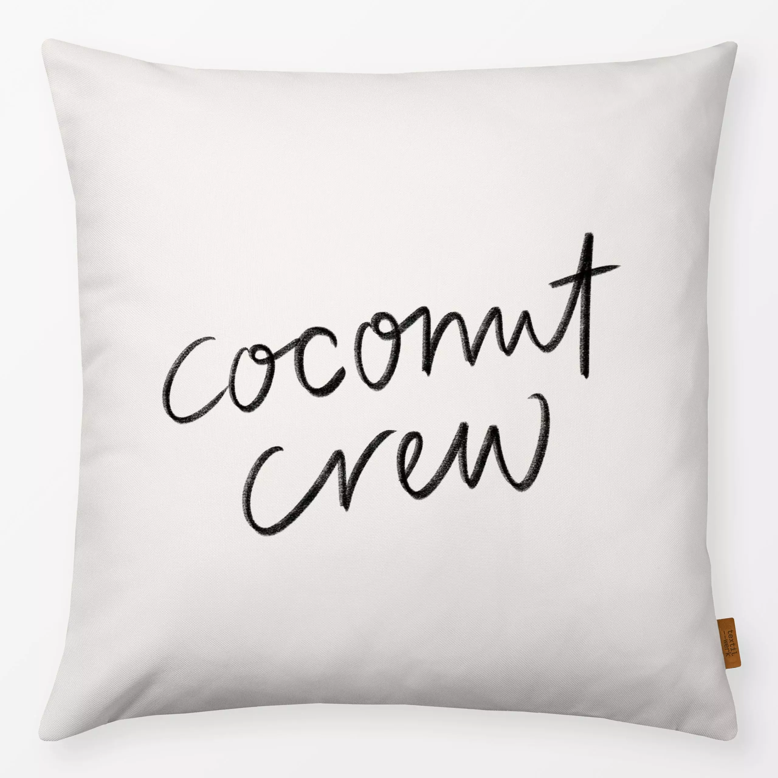 Kissen Coconut Crew - Sommer, Sprüche & Schriftzüge - von „Kruth Design"; Garten, Sommer, Gartendeko, Kokosnuss