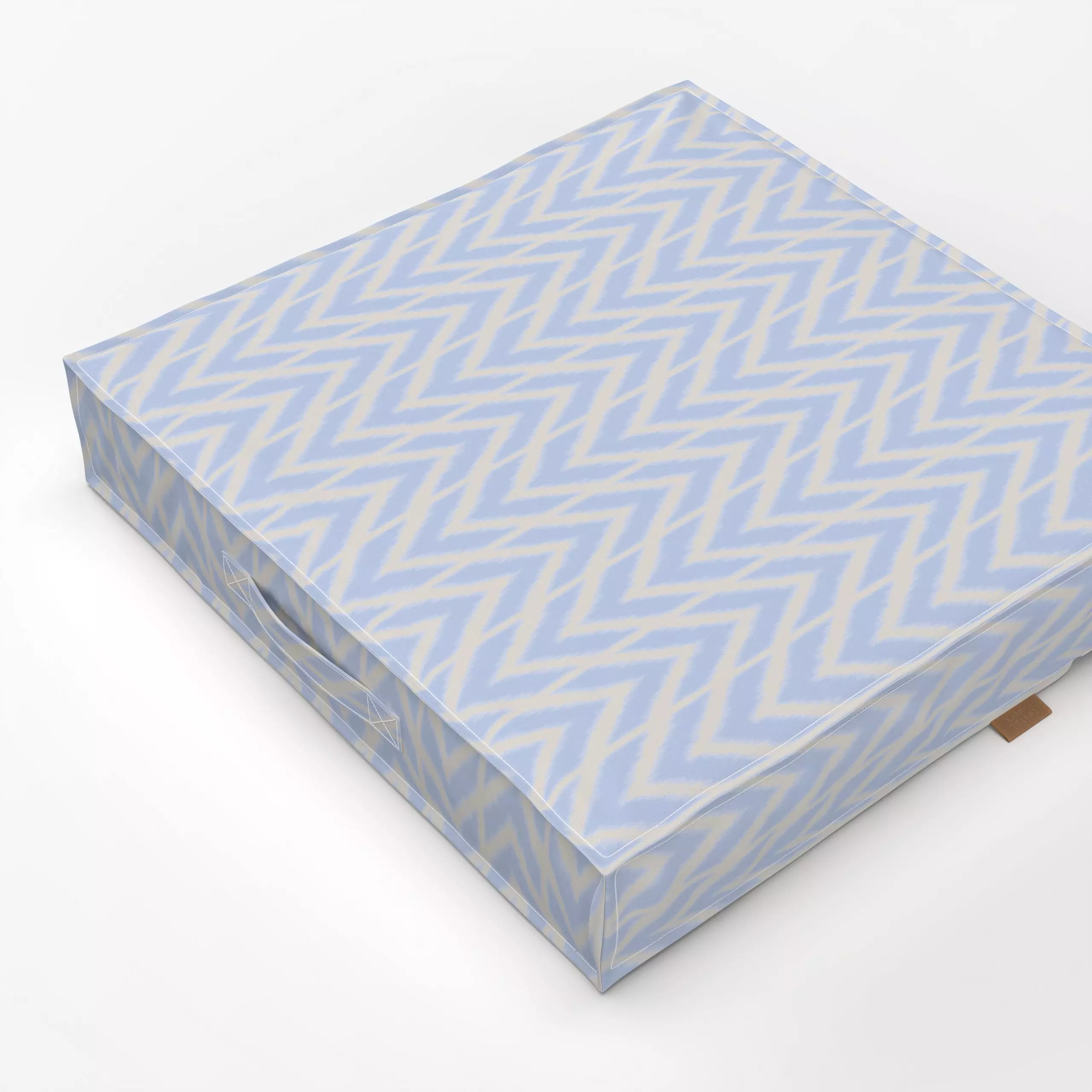 Bodenkissen Zigzag Ikat Blue - Symbole & Muster, Reise - von „Studio Kesse"; marrakesch, marrokko, boho, Streifen, blau, Eth...
