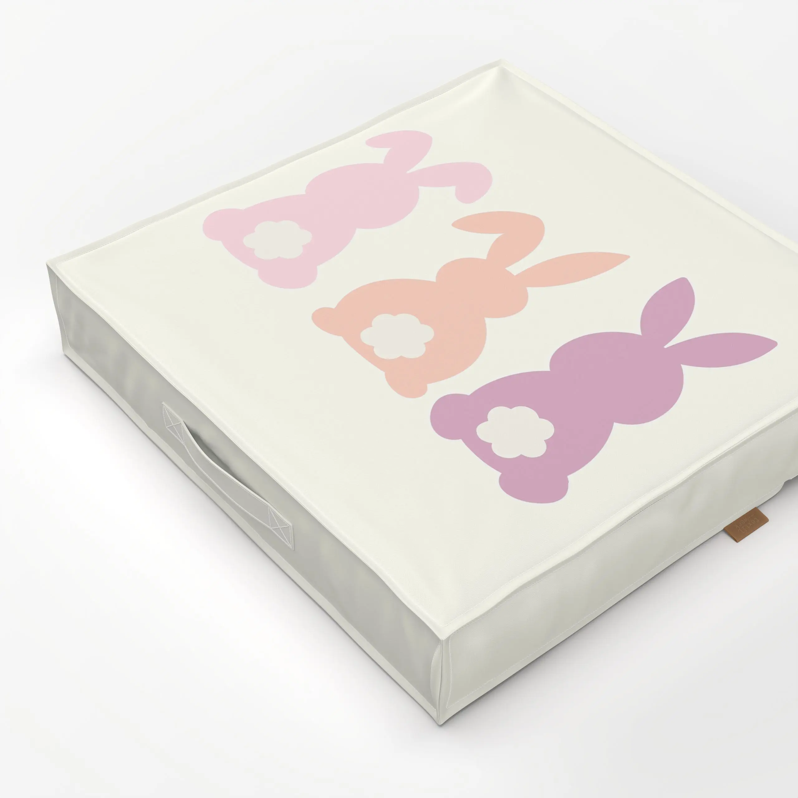 Bodenkissen Hasen Pink Lila Pastell - Frühling, Tiere - von „Monika Strigel"; minimal, rosa, Hase, beige, niedlich, Ostern, ...