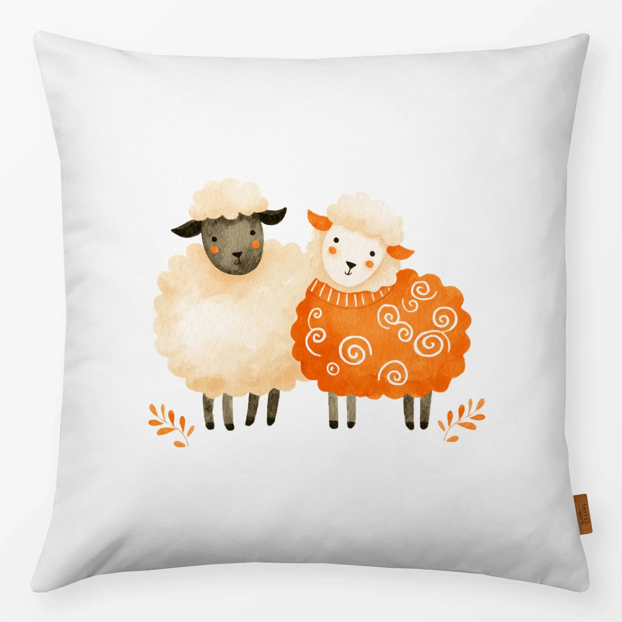 Kissen Winterwolle und Schafgeplauder - Herbst, Tiere, Winter - von „Uta Naumann"; Natur, Kinder, niedlich, klassisch, cosy,...