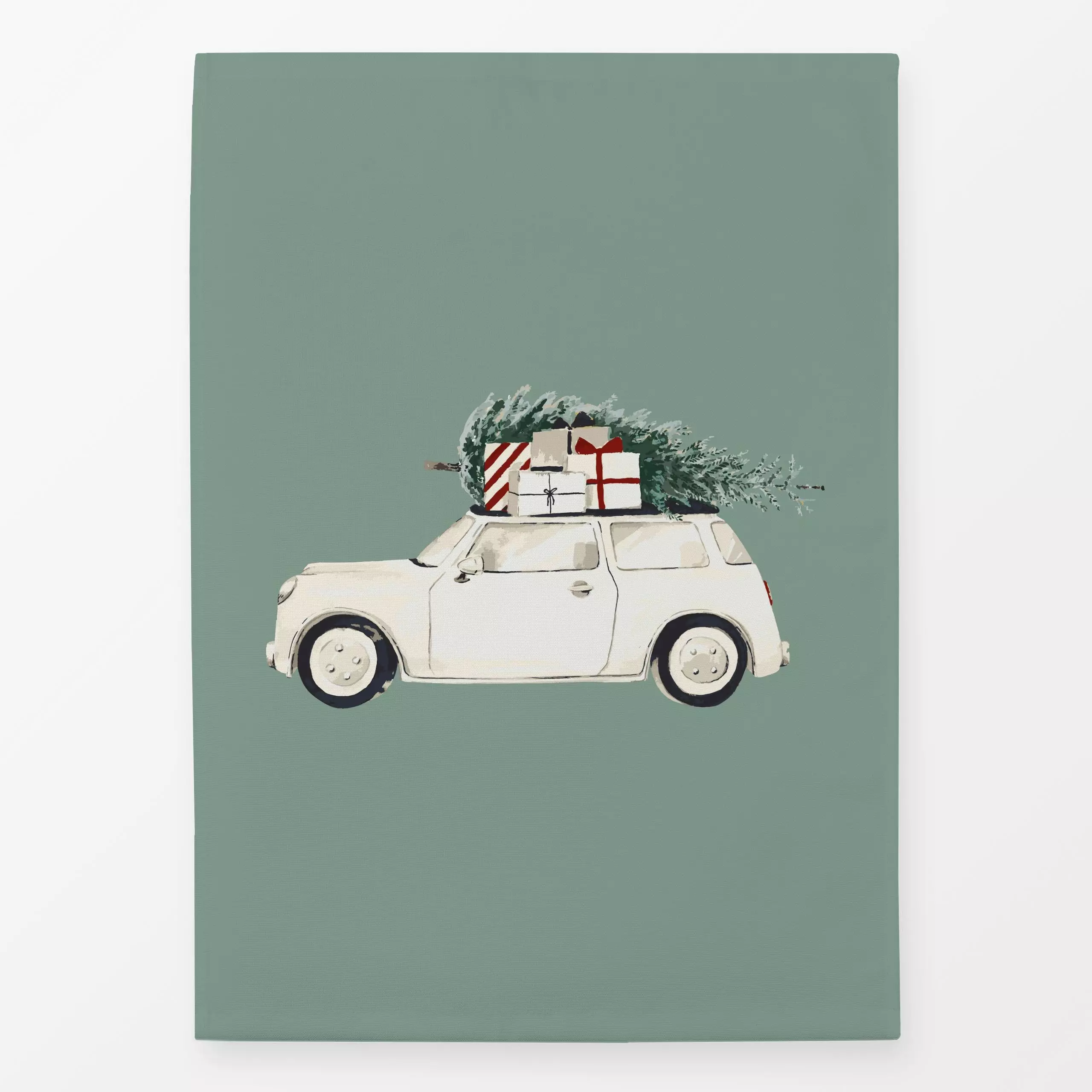 Geschirrtücher Weihnachtsauto granite green - Weihnachten, Winter, Retro & Vintage - von „Katrin Graff"; Merry Christmas, We...